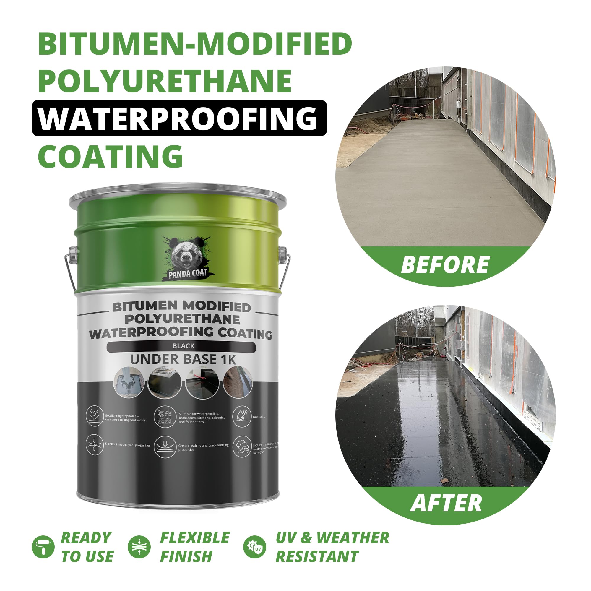 Waterproof Sealant for Foundations Basements & Porous Surfaces, Durable & Temperature Resistant, Bitumen Sealing - Image 2