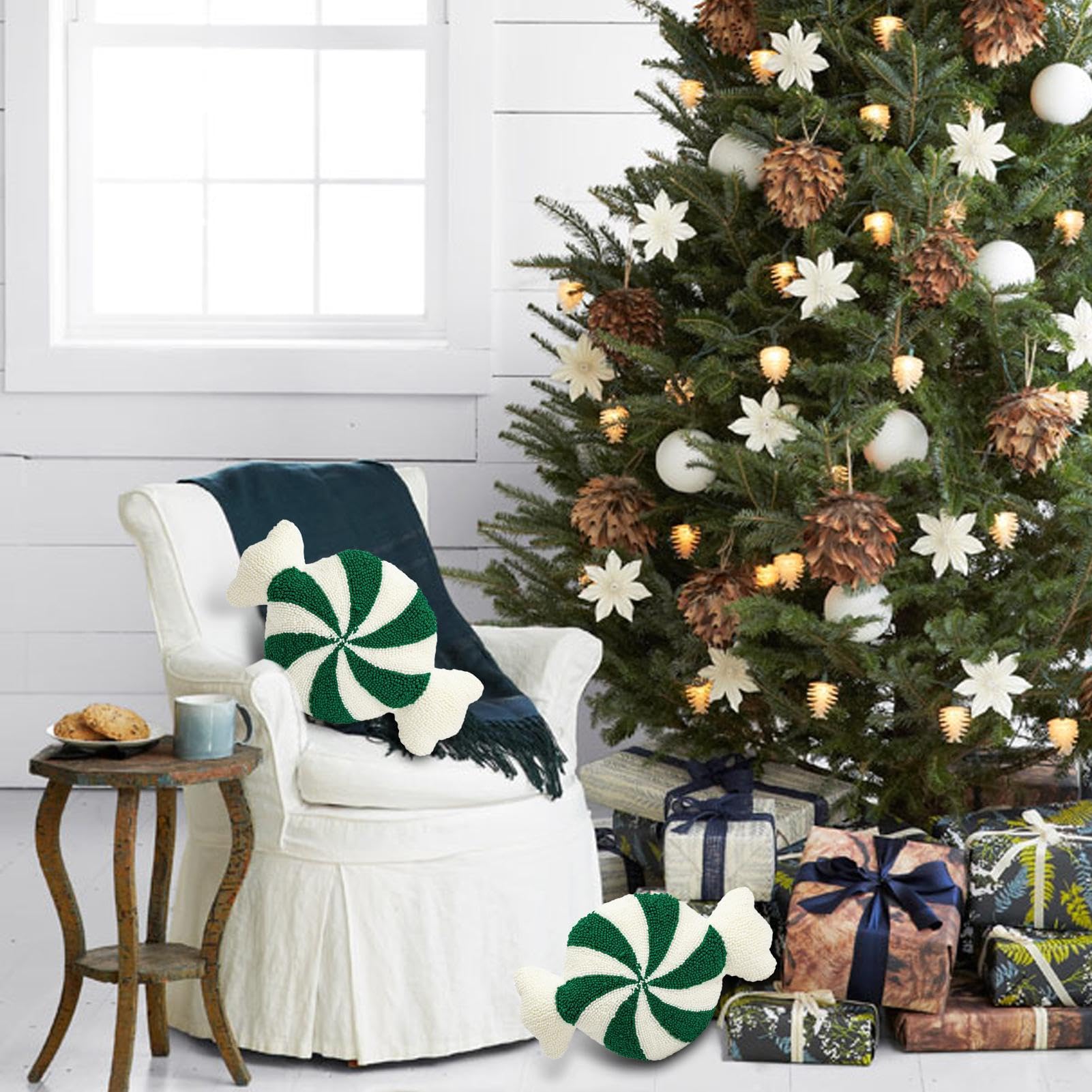 Oreiller Déco Noël En Forme De Canne à Sucre - Coussin Peluche Polyester - 35x54 Cm - Décor Salon, Chambre, Bureau