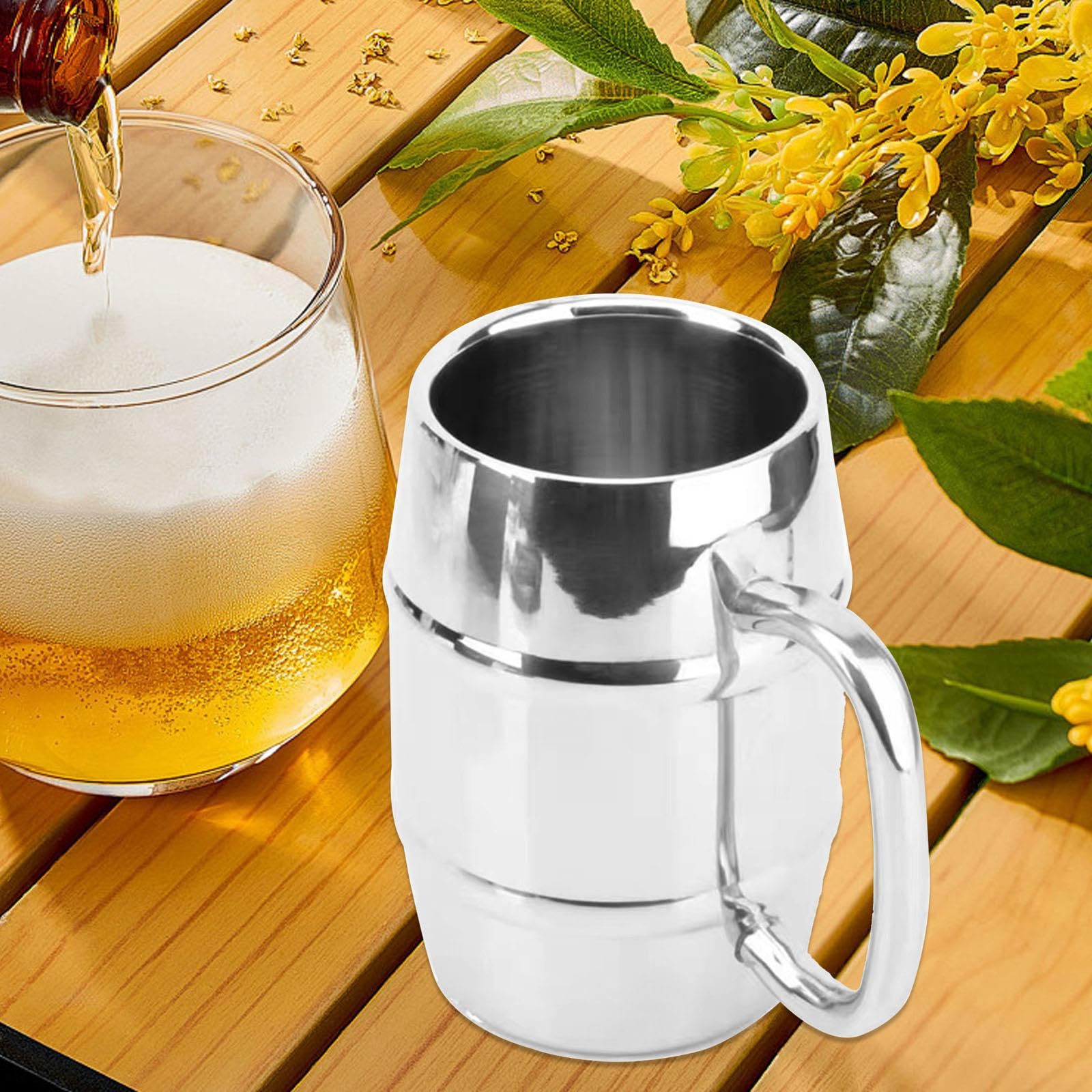 Tasse de Café Isotherme En Acier Inoxydable à Paroi Double Gobelet Incassable Réutilisable Mug Élégant Facile à Nettoyer Adaptée pour Café Eau Thé Tra, 500ML