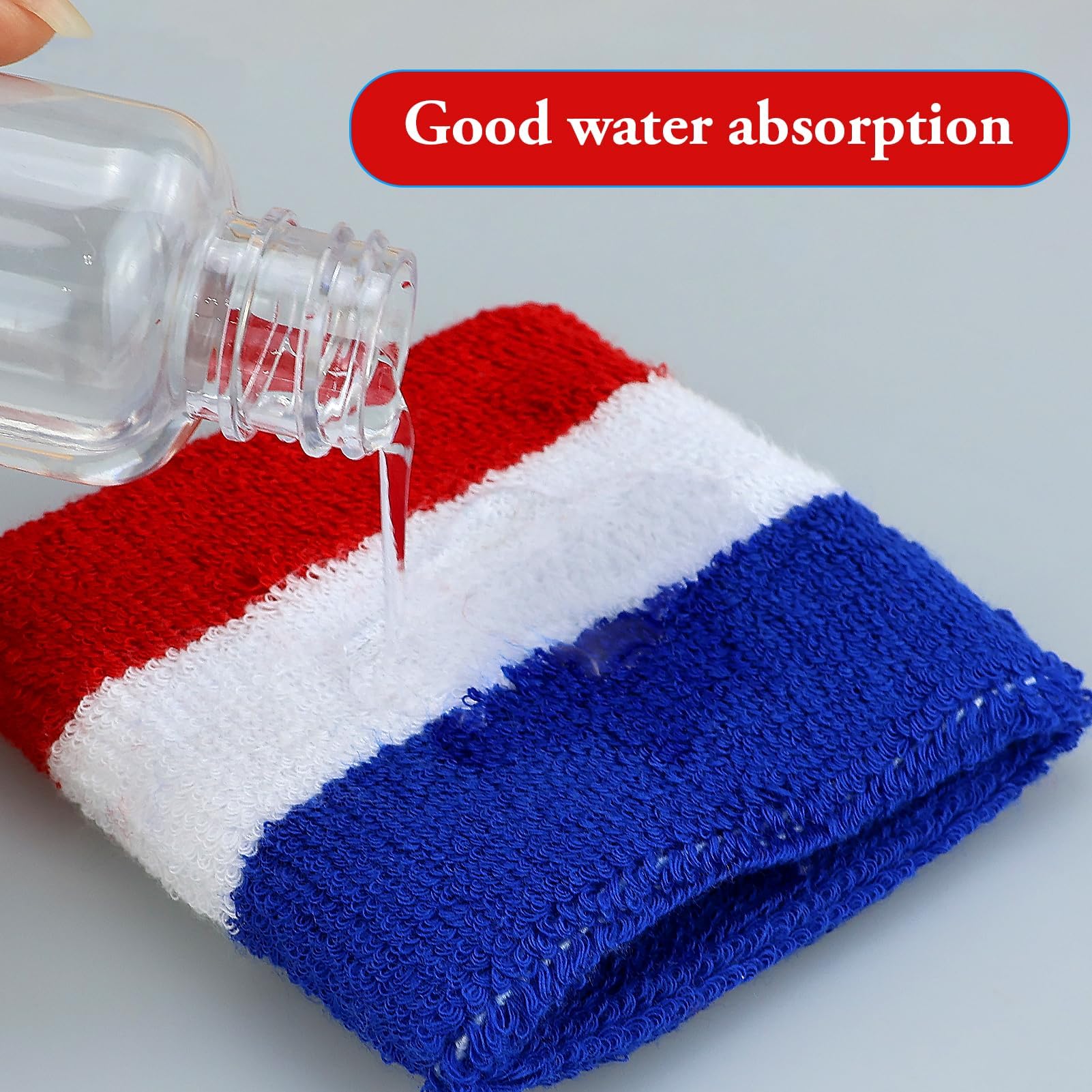 Sweatbands Headband Wristband Set,Sports Athletic Cotton Sweat Band for Sports for Tennis Working Out Boxing Gym Exercise for Athletic Men and Women (Red - Image 4