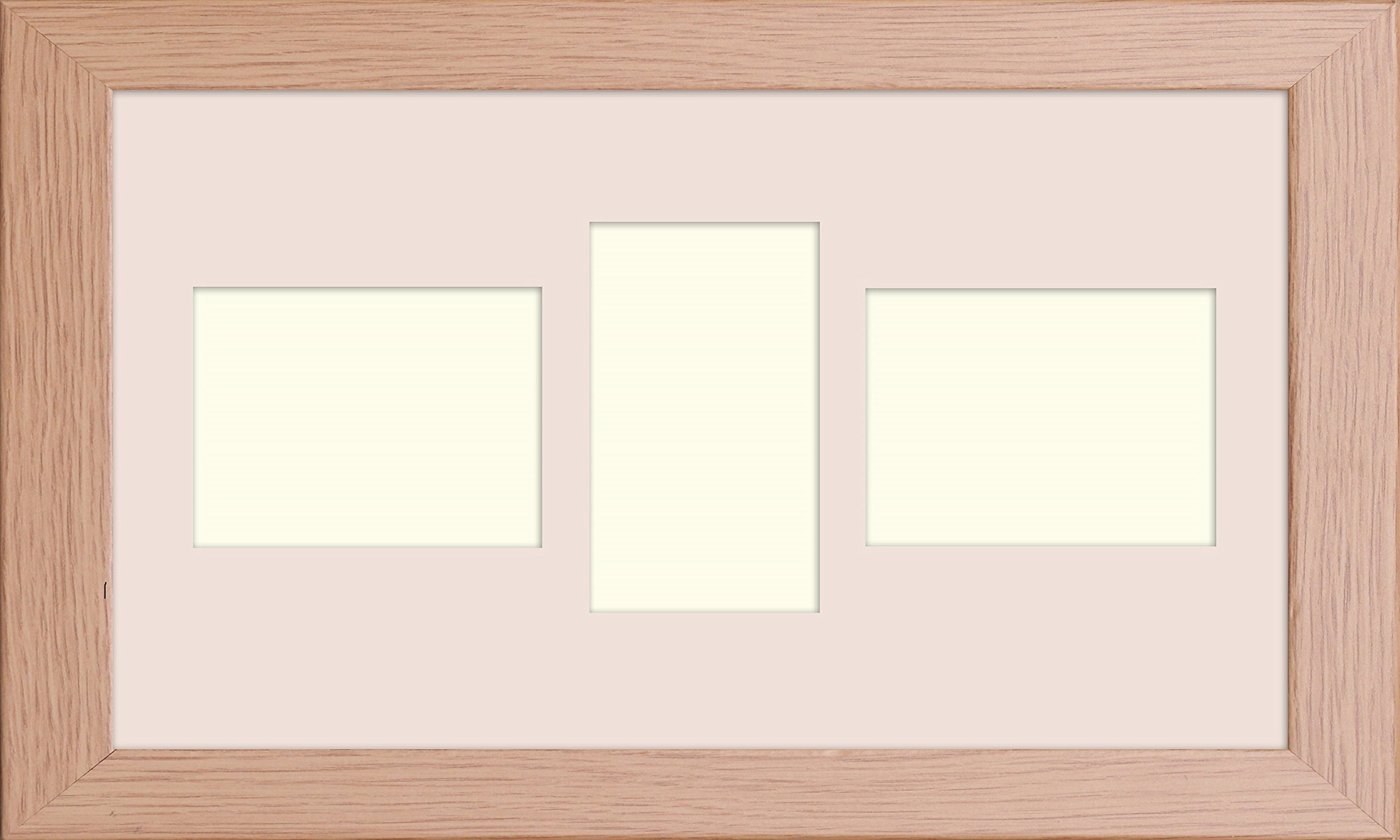 Online2home Ivory Oak Multi Aperture Collage Picture Photo Frame With White & Mount And Choice Of Mount Designs (, 20X10 For 6X4 X3 Lpl)