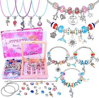 AIPRIDY EEinhorn Mermaid Gifts, Jewellery Crafts Girls, School Girls Craft Set, Bracelets Make Yourself, Toy, Gifts for Girls 5 6 7 8 9 10 11 12 Years (72 Pieces Rose)
