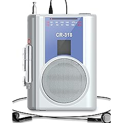 Gracioso Protable Cassette Recorder Player: AM FM Compact Cassette Tape Player with Big Speaker & Earphone Jack, Build in Microphone,Microcassette Player Powered by DC or AA Battery