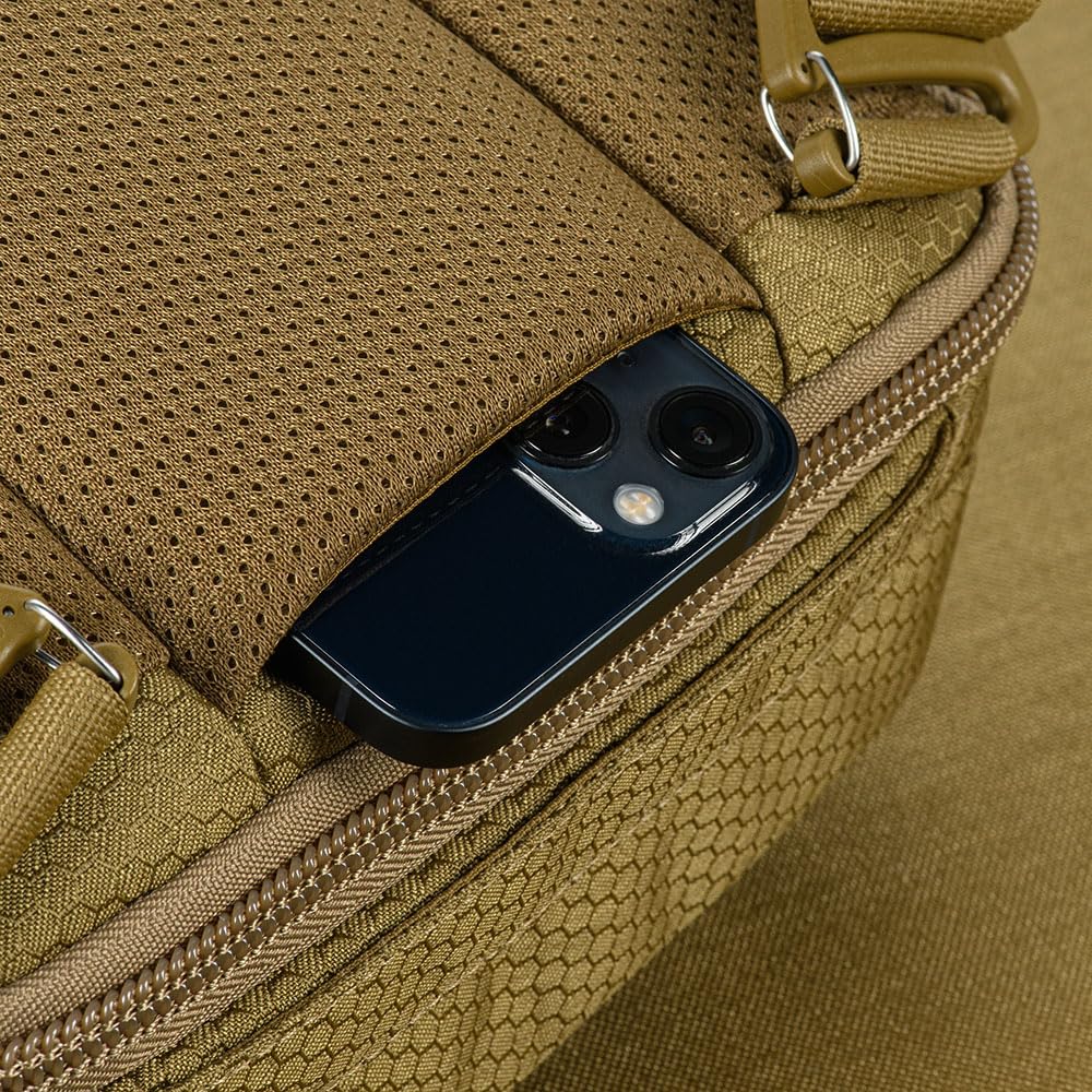 M-Tac EDC Elite HEX Bag - Cordura 500D taktyczna torba na ramię z systemem szybkiego dostępu do broni, organizerem EDC, etui na telefon komórkowy i panelem krosowym, może być noszona po obu stronach