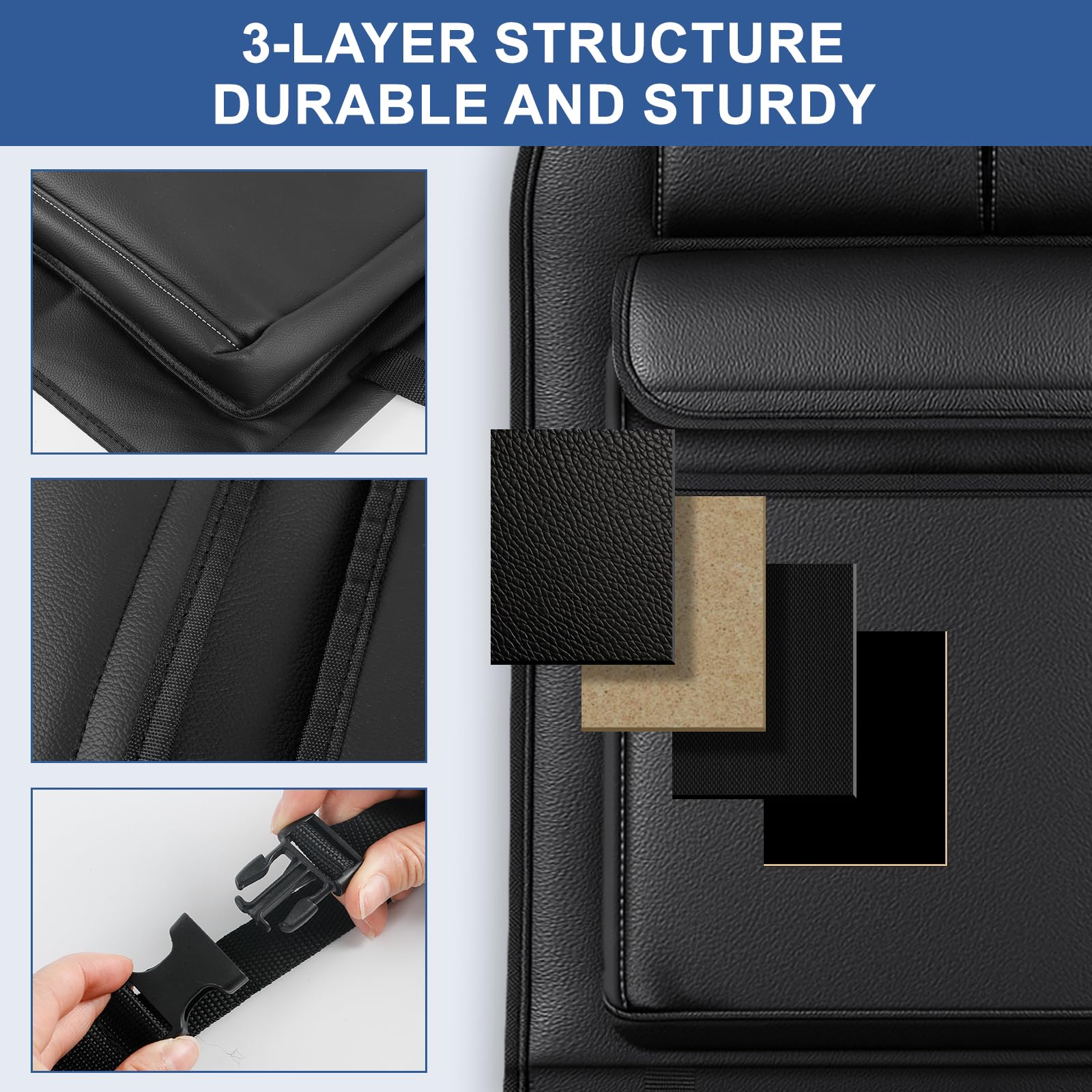 Organizer per Bagagliaio Auto per VW Transporter T6/T6.1 California, Protezione Schienale Sedile Pieghevole con 3 Tasche, Organizer per Bagagliaio Capiente Facile da Usare per Viaggi e Uso Quotidiano