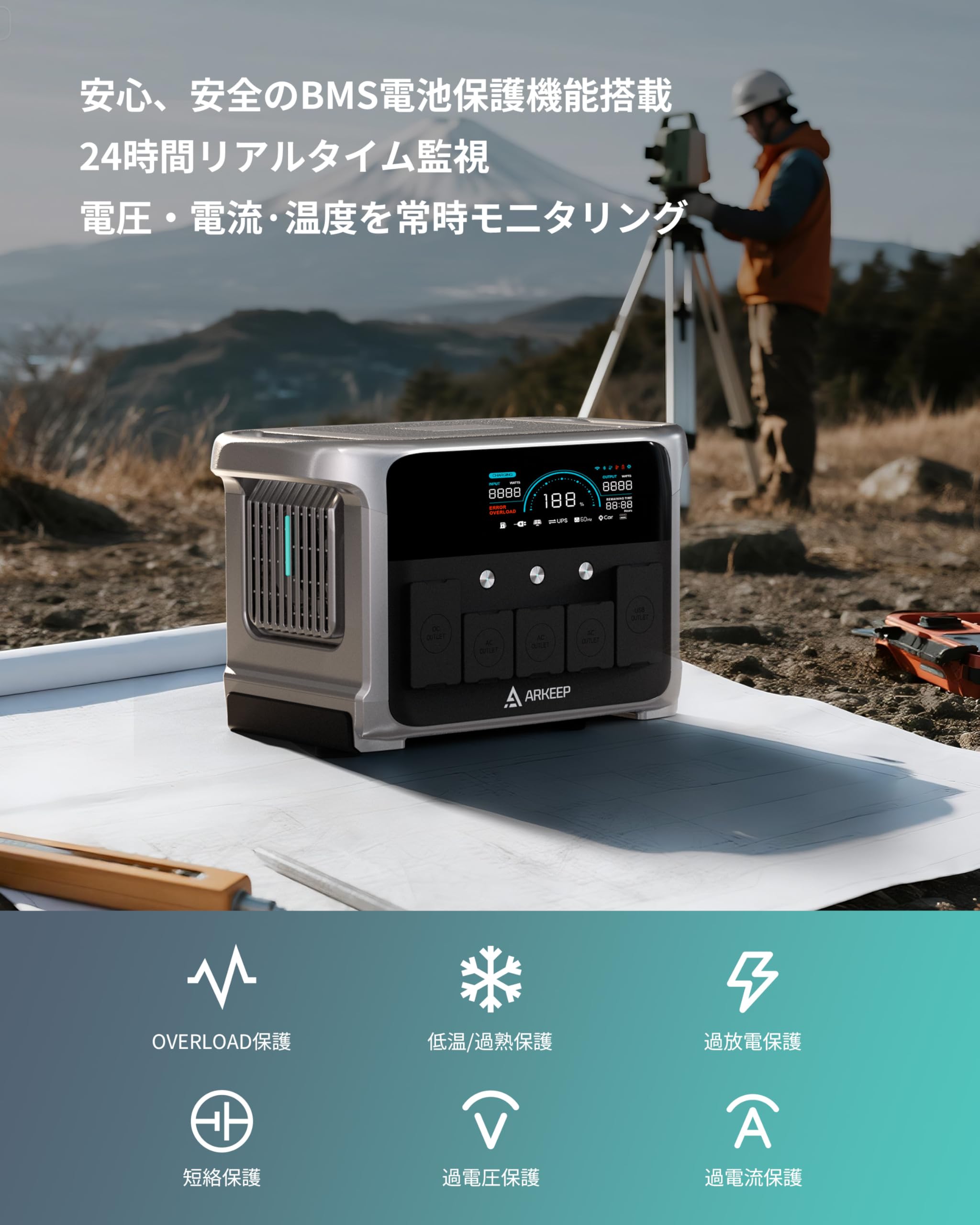 Amazon.co.jp: ARKEEP 1152Wh ポータブル電源 100W ソーラーパネル 大