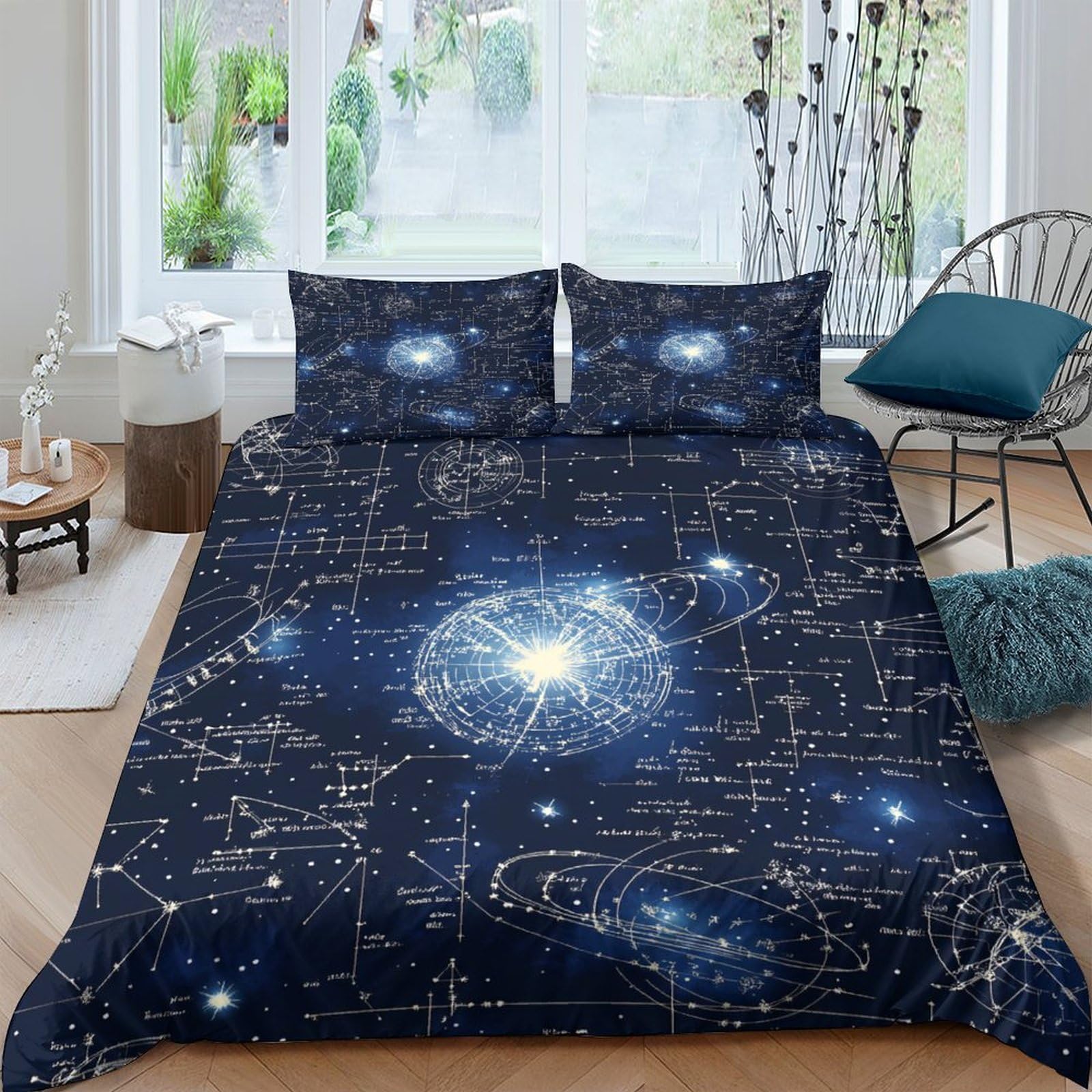 Ctjqhvkz Style-5 3D Printed Galaxy Starry Sky Fitted Sheet Microfiber Soft Mattress Cover Cosmic Nebula Bedroom Decor Single（135X200cm）