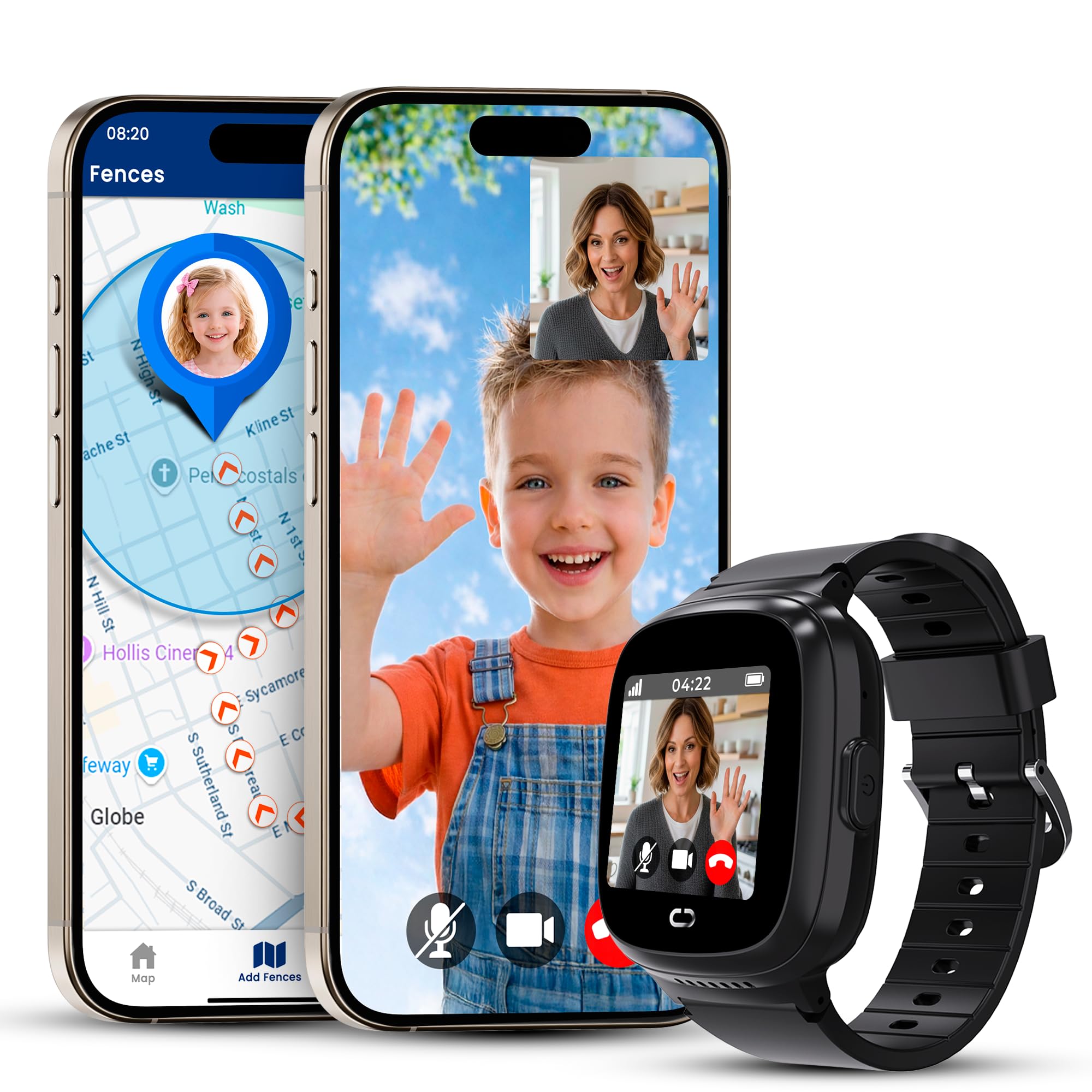 Seculife Rastreador GPS para niños, dispositivo de seguimiento en tiempo real con botón SOS y altavoz de 2 vías, electrónica de seguridad para niños, necesidades especiales, autismo (negro)