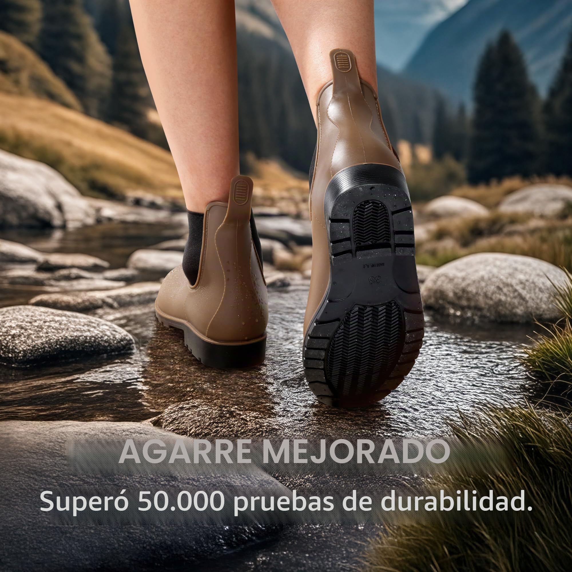 DREAM PAIRS Botas de Agua Mujer Chelsea Impermeable Wellington Botines de Goma Antideslizante Flexible