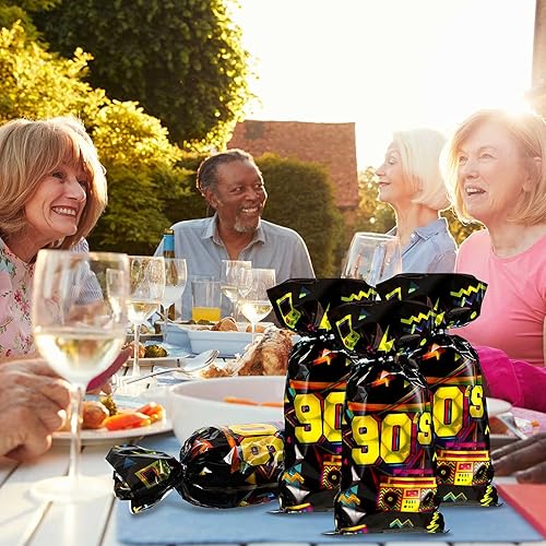 Miniatura 7 de 100 bolsas de golosinas para fiestas de los años 90, bolsas de dulces de los 90, bolsas de caramelo neón retro de los años 90, bolsas de plástico de