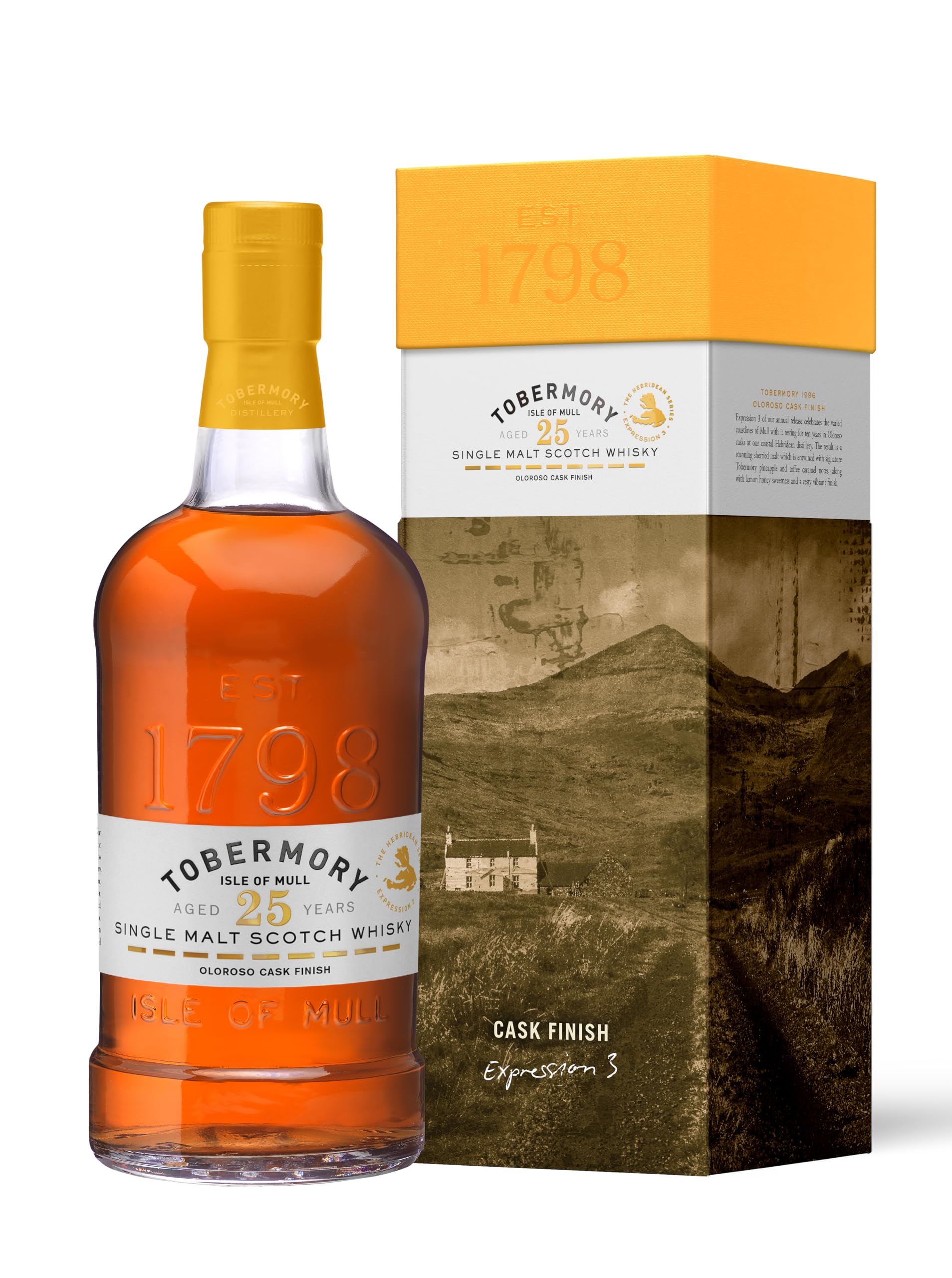 Tobermory 25 Year Old Hebridean Series Single Malt Scotch Whisky | 70cl | 48.1% | Blackcurrant Jam, Peach & Zesty Lemon