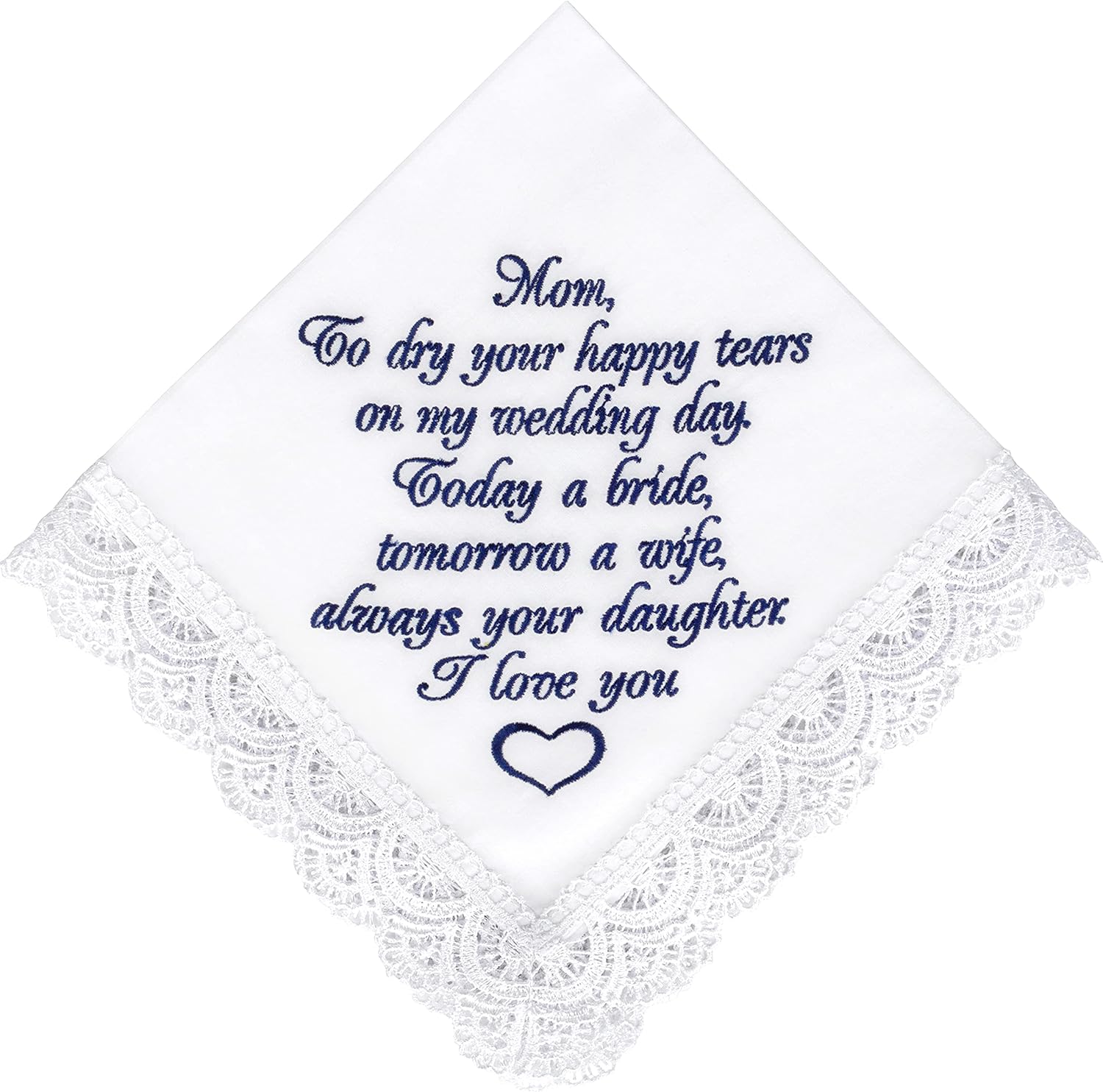 Generic Mother of the Bride Handkerchief Embroidered Wedding Gift for Mom from Daughter Wedding Keepsake for Bride's Mom Sentimental Gift for Parents