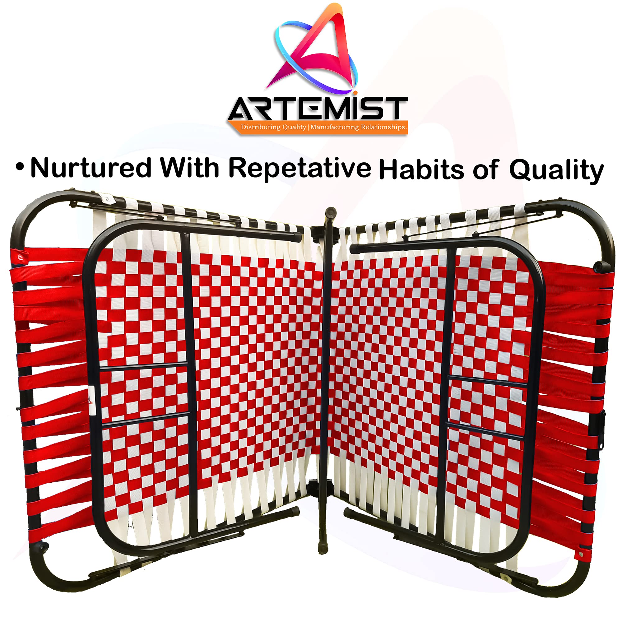ARTEMIST Single Folding Beds Cot Space Saving Super Sturdy Portable Foldable Beds Frame Slat, Perfect Replacement of Box Spring Beds for House Hold 3X6 feet (Classic Bed) 2