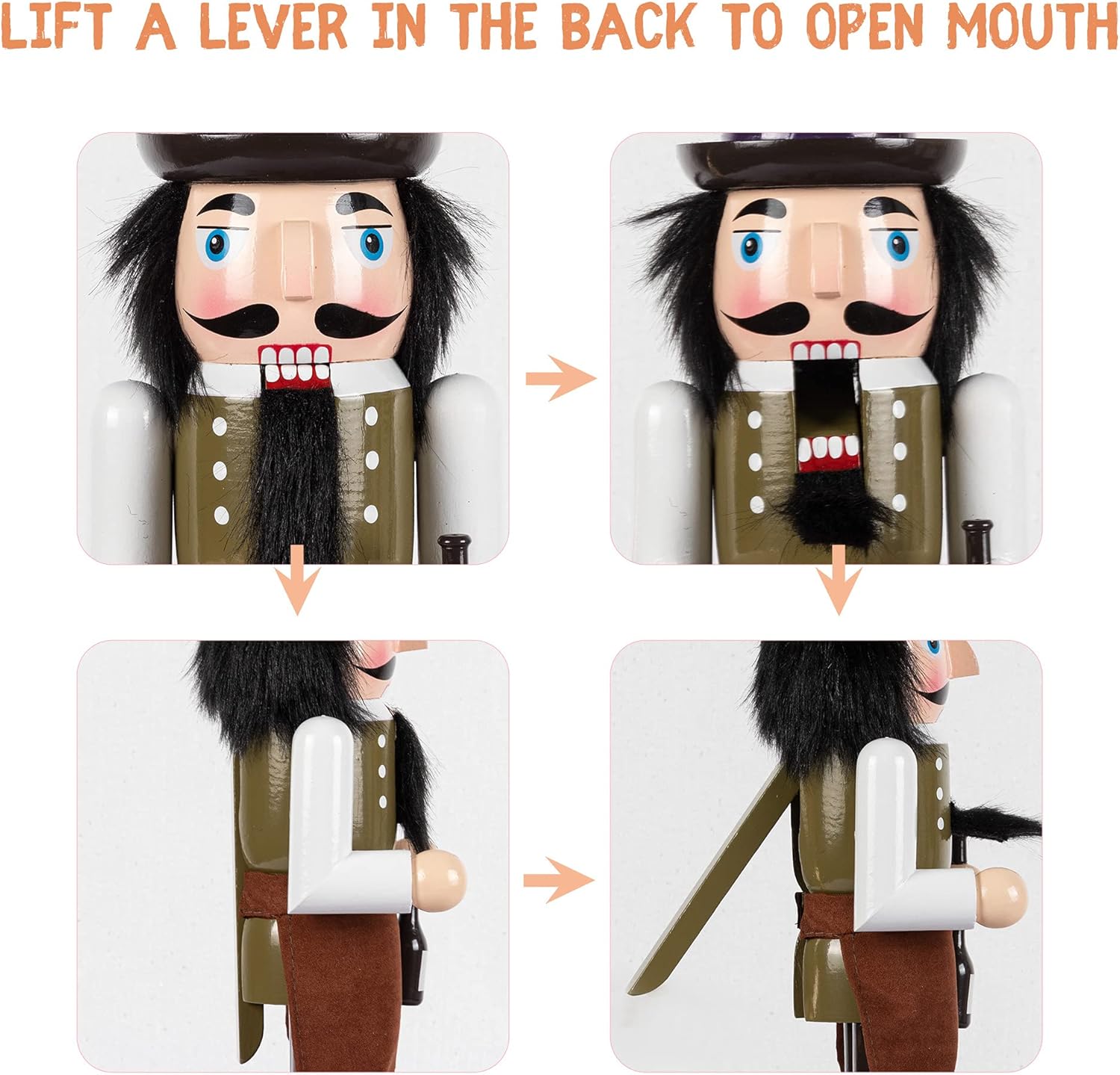 KI Store Wooden Nutcracker Figure Wine Maker Nutcrackers 14-inch Set of 2 Christmas Nutcracker Decorations for Kitchen Dinning Room Bar Table