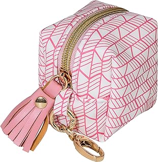 Smlpuame Pacifier Holder Case,BPA Free Leather Baby Pacifier Cover Pouch,Binky Case for Diaper Bag or Purse,Holder 4 Pacifiers or Teether Toy,Outdoor Travel Accessories,Easy to Clean(Pink)