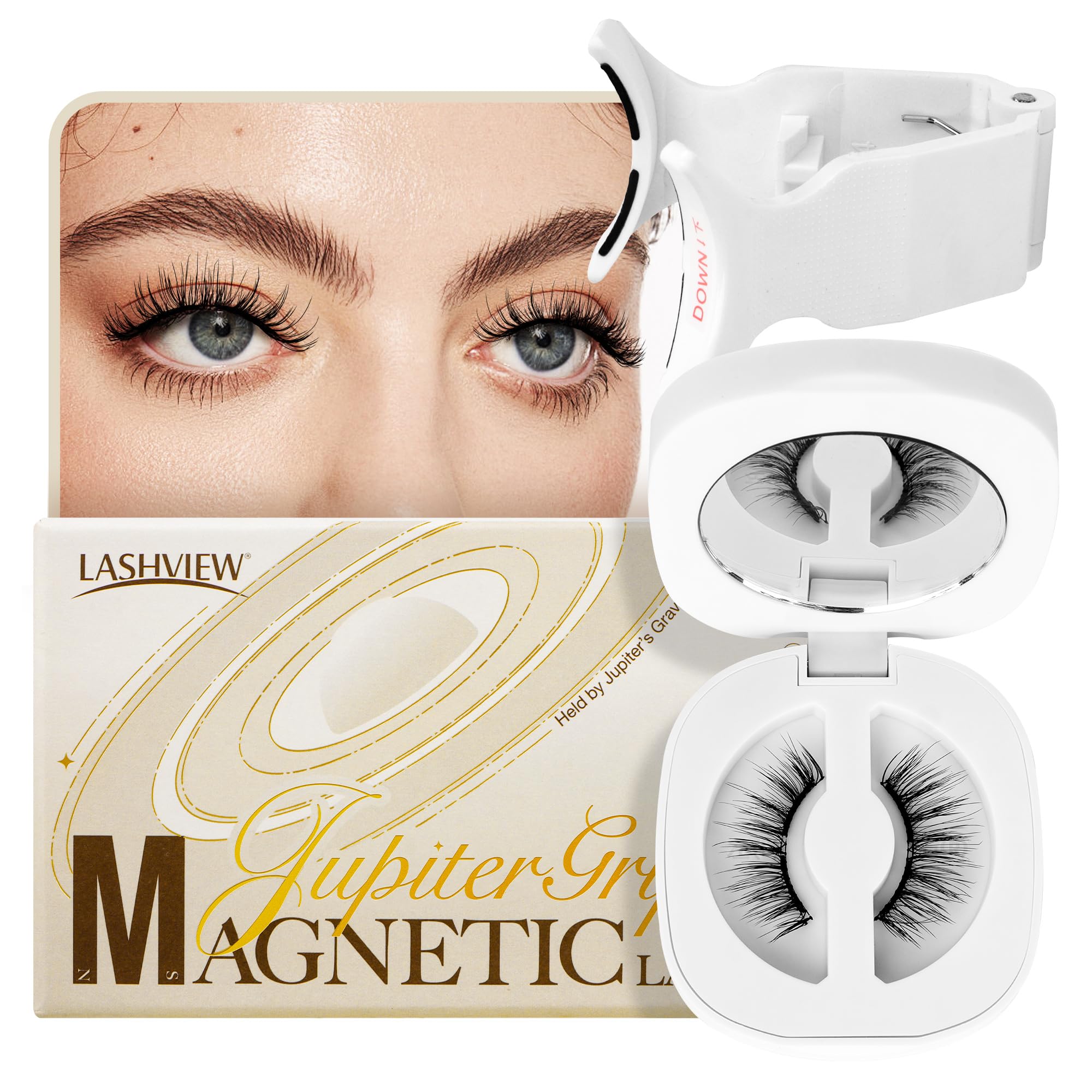 LASHVIEW Kit ciglia magnetiche effetto naturale, manga riutilizzabili con applicatore RCM01-DE-NEW CT01-NEW