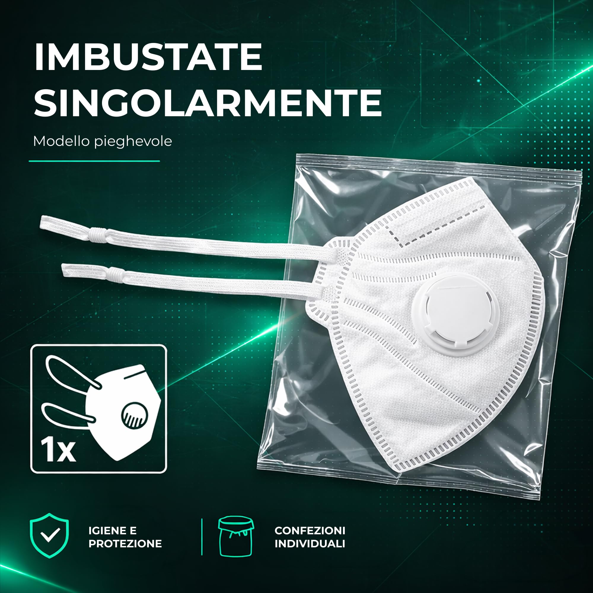 Mascherine FFP2 con Valvola | Filtrazione >94% || Ideali per Ambienti specifici || Monouso || Comfort e Sicurezza Certificati