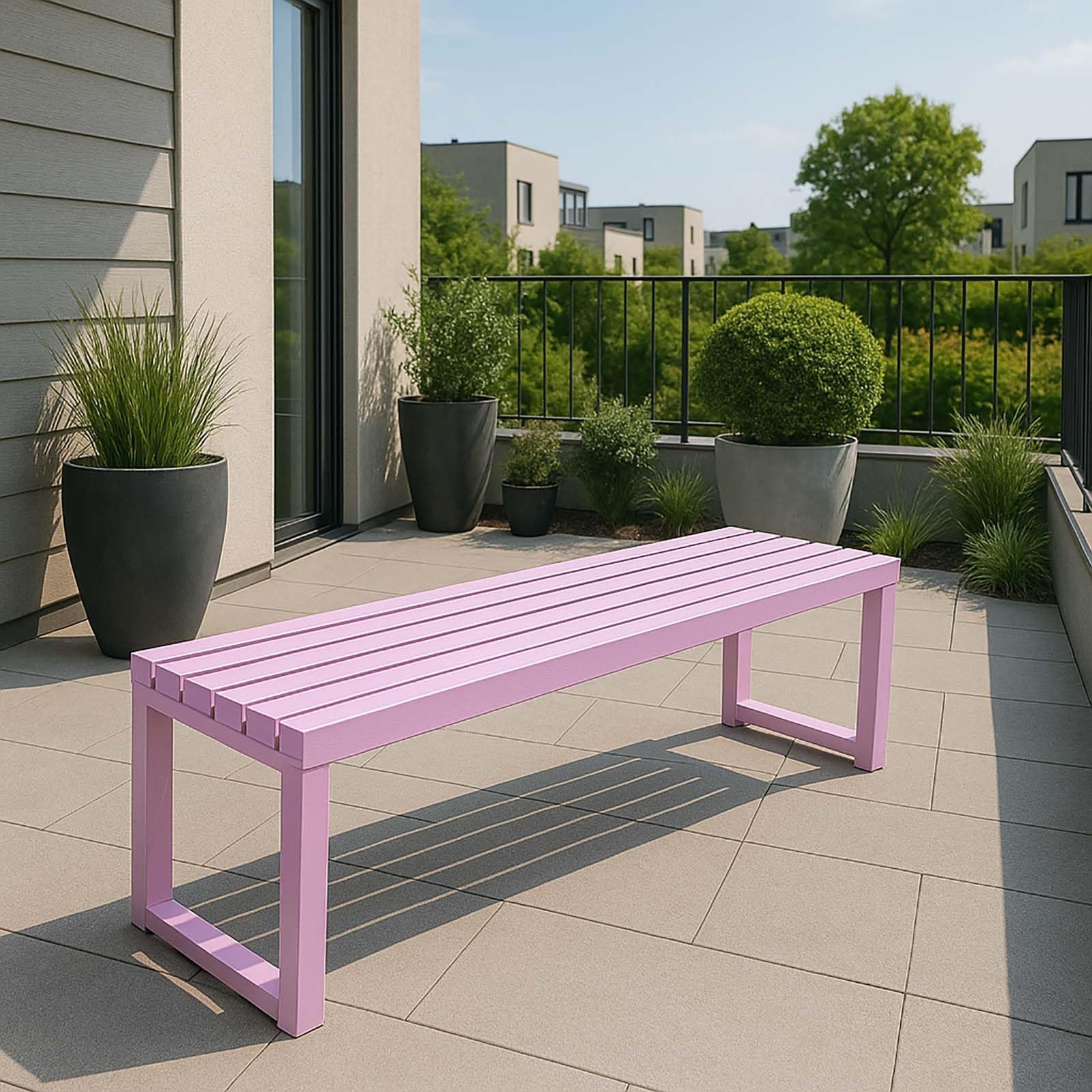 Banc d'extérieur en métal sans dossier résistant intempéries jardin balcon 100cm