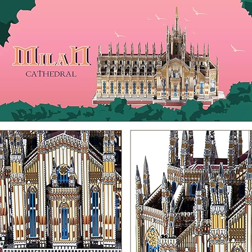 Miniatura 2 de Microworld Kit de construcción de modelos de rompecabezas de metal 3D, kit de construcción de modelos de arquitectura de la catedral de Milán de