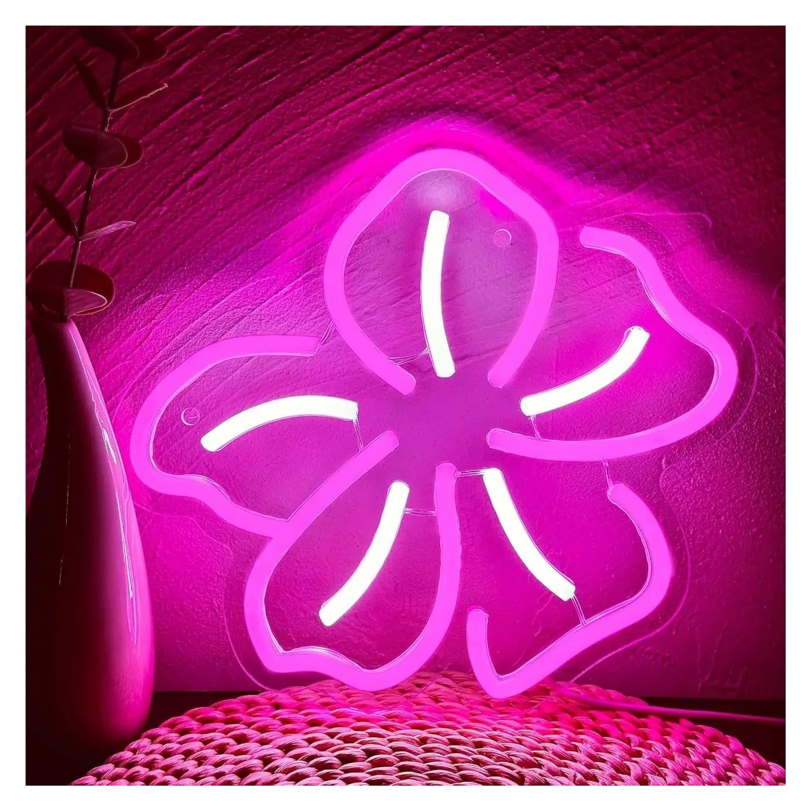Decoración Lámparas Letrero De Neón Con Diseño De Flor De Durazno, Luz Regulable Para Dormitorio Sala De Estar Fiesta De Cumpleaños Sala De Juegos Decoración 26cmx23.6cm