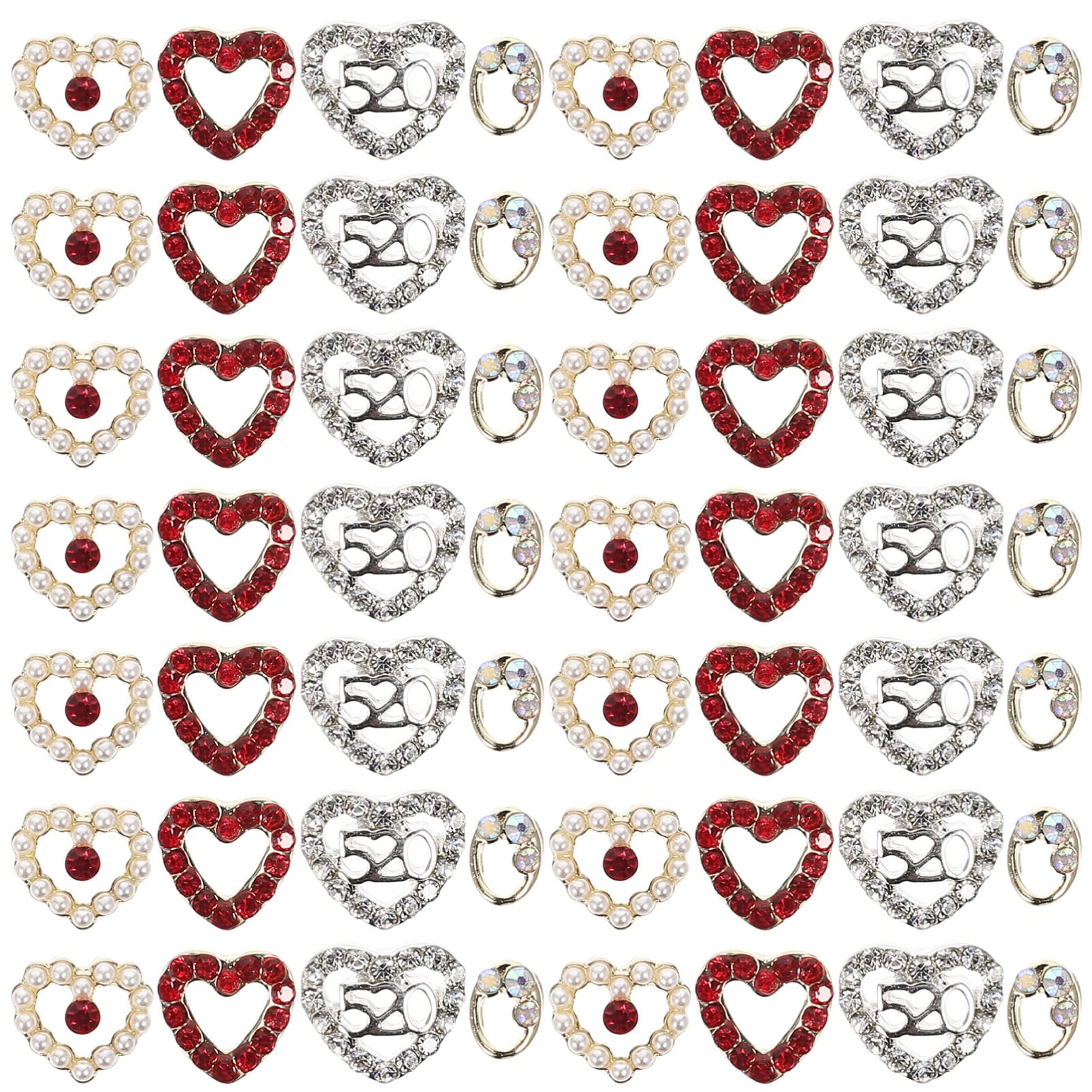 Didiseaon 5 Set Diamanti Per Unghie A Forma Di Cuore Decorazioni Per Unghie Artigianali Accessori Per Unghie Artigianali Polacco Strass Retro Piatto Ciondoli A Cuore Per Unghie 40 Pezzi * 5
