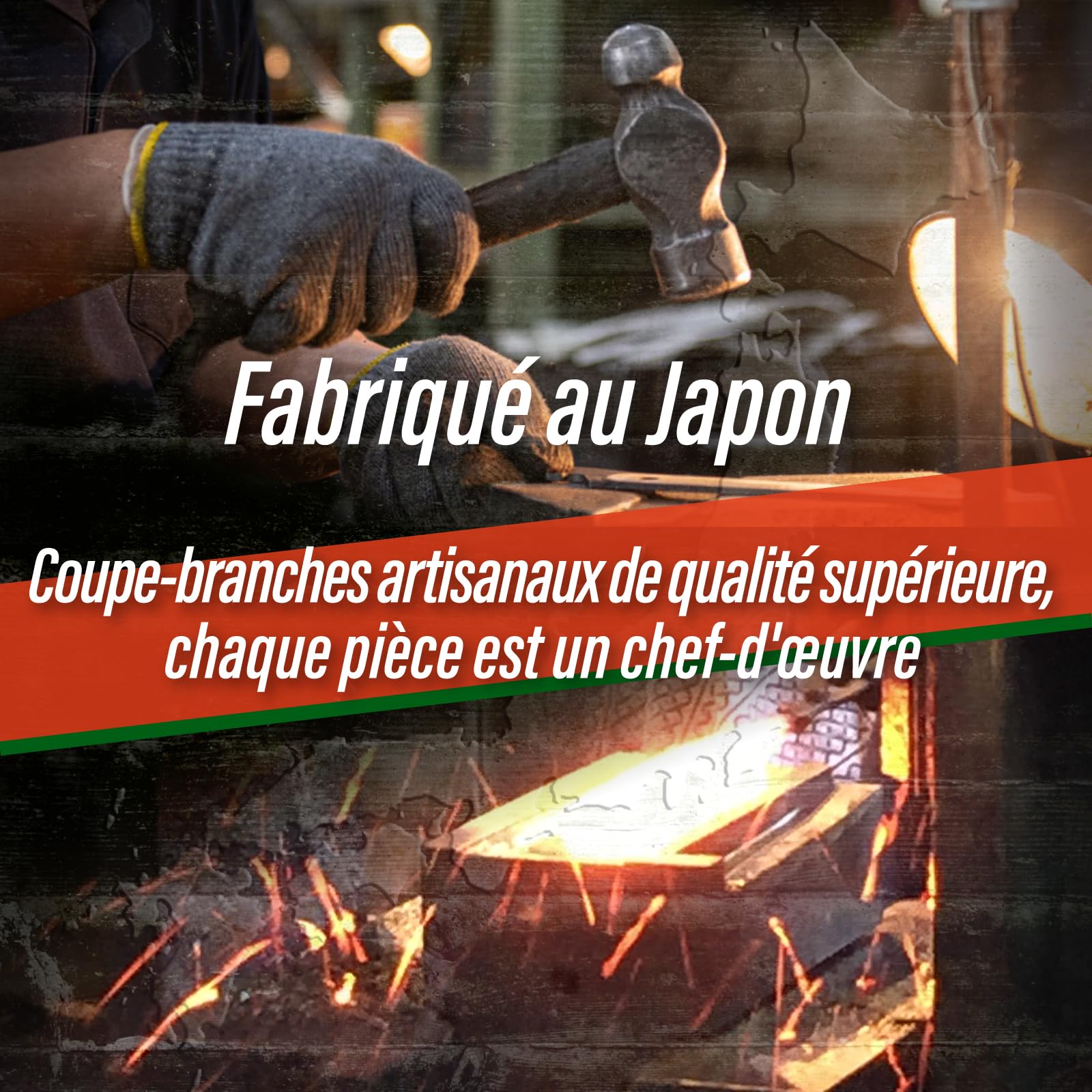SUIZAN Coupe branches à enclume 465mm - Ébrancheur japonais compact léger | Professionnel Élagage Taille Bois mort Bois sec Arbres Arbustes Vergers Fruitiers Jardinage Outils de jardin Acier japonaises