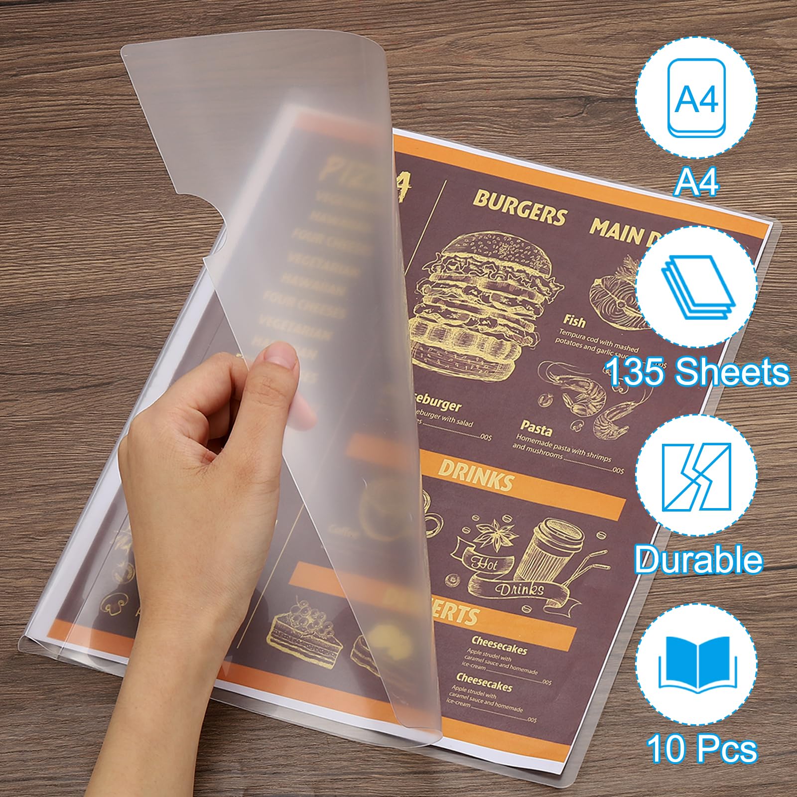 PATIKIL 12.2" x 8.7" Clear Document Folders, 10 Pcs Plastic Sleeve Project Pockets for A4 Letter Size Sheets, Transparent - Image 3