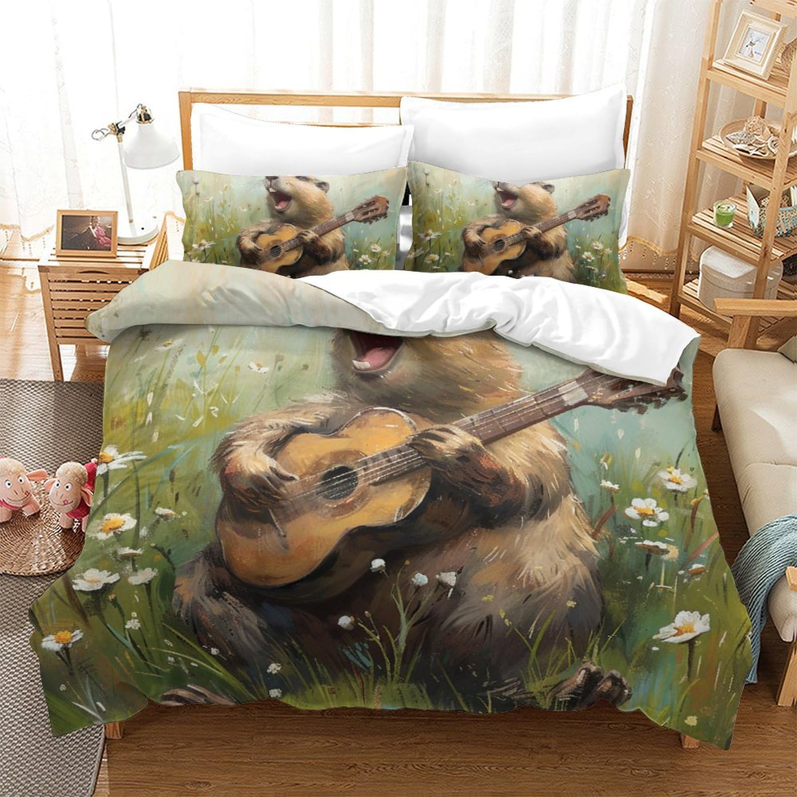 Housse de couette loutre 220x240 en microfibre super douce et respirante King