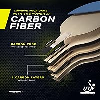 Vista 3 de PRO-SPIN Palas de ping pong - Raquetes de tenis de mesa de nivel profesional con fibra de carbono para un control superior Lámina de 7 capas, goma