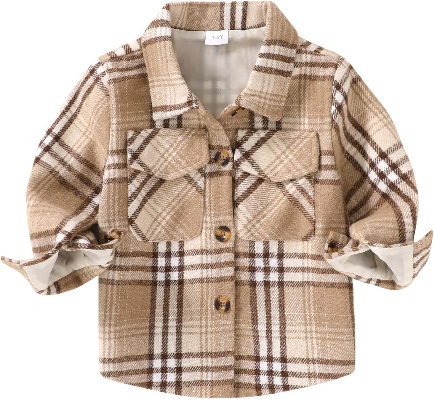 YOUNGER TREE Toddler Baby Boys Girls Jacket Plaid Flannel Long Sleeve Button Down Shacket Kids Boy Coat Fall Winter Top