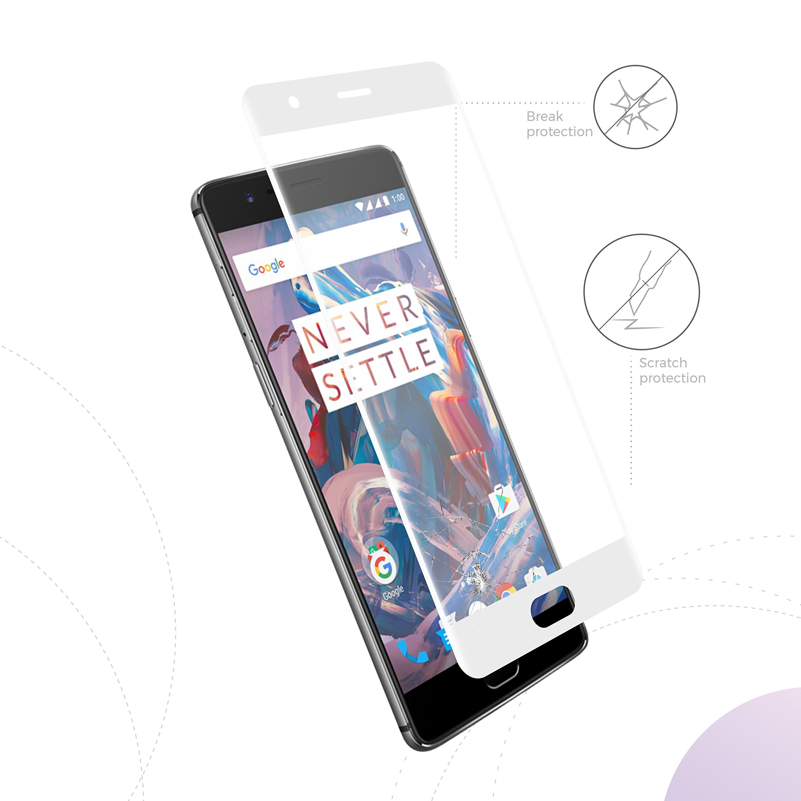simplecase Tempered Glass Compatible with OnePlus 3, Full Screen Premium Screen Protector, 100% Coverage, Optimal Protection - Image 2