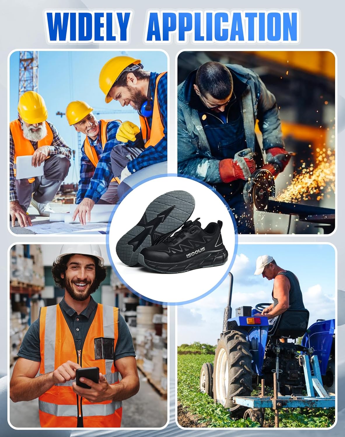 ISOOUS Steel Toe Shoes for Men Women Non Slip Composite Work Sneakers Waterproof Anti-Static Anti-Impact Indestructible Comfortable Safety Construction Shoes Puncture Proof Ergonomic Design - Image 7