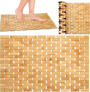 Non-Slip Wooden Shower Rug