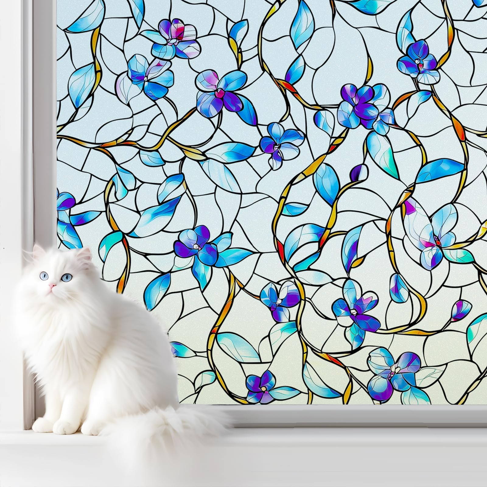 SOMWISE Frosted Glass Window Film, Heat Insulation, UV Block, Anti-Glare, One Way Privacy Tint, Static Cling for Home Bathroom Door, Renter Friendly, Day & Night Privacy