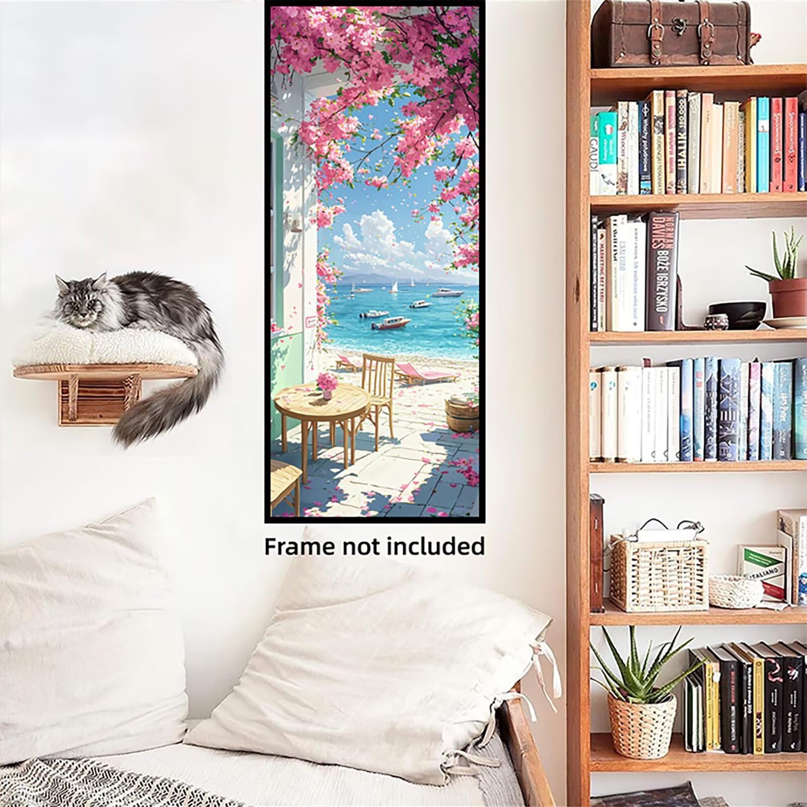 Malen Nach Zahlen 50x150cm Leinwand Küste Malen Nach Zahlen Erwachsene mit Ohne Rahmen, DIY Kreativ Set für Erwachsene mit Pinseln und Acrylfarbe, Zimmer Deko Aussicht Landschaft Geschenk, P0M-821