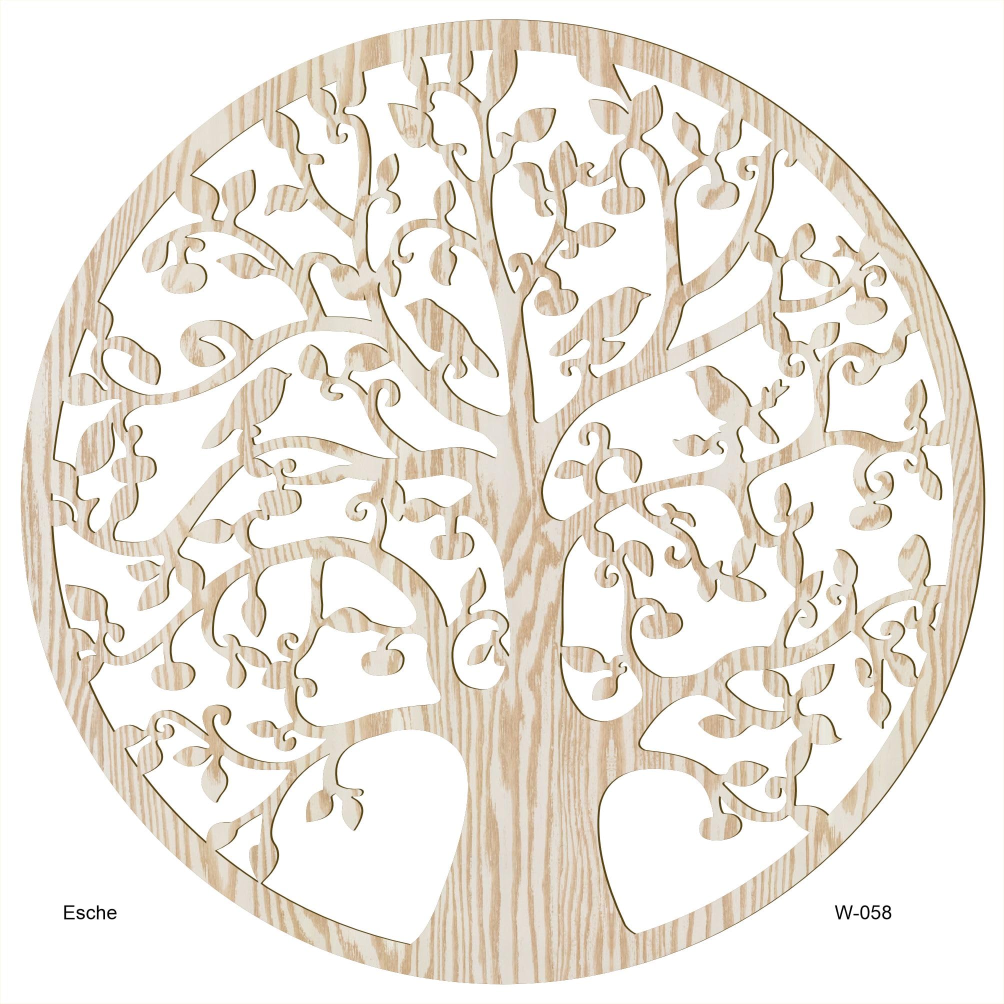 Lebensbaum Holz Ø 39/49 cm - 8 Holz-Optiken-Wandbild - edle Dekoration - Baum des Lebens - ideale Geschenkidee