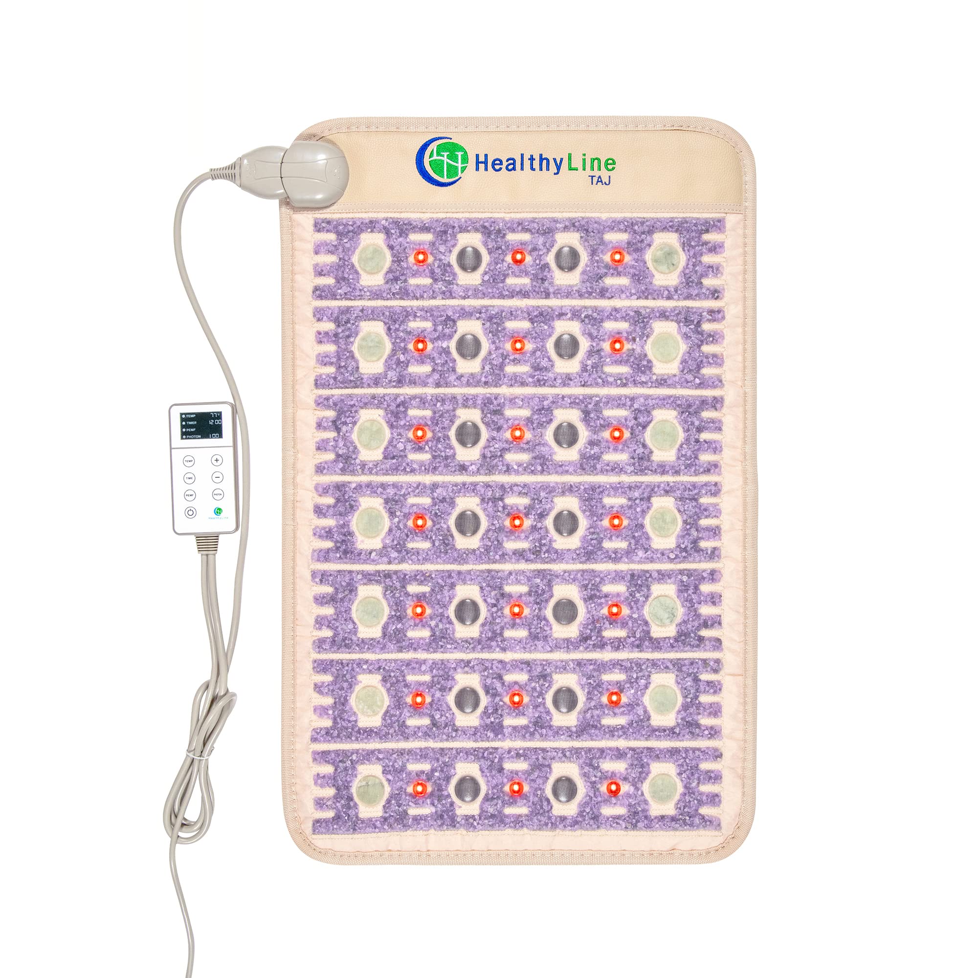 Photo 1 of HealthyLine TAJ Mat - Advanced Multi-Purpose Amethyst Tourmaline Jade Heating Pad - Photon Red Lights - 32" x 20" Medium 32" x 20"