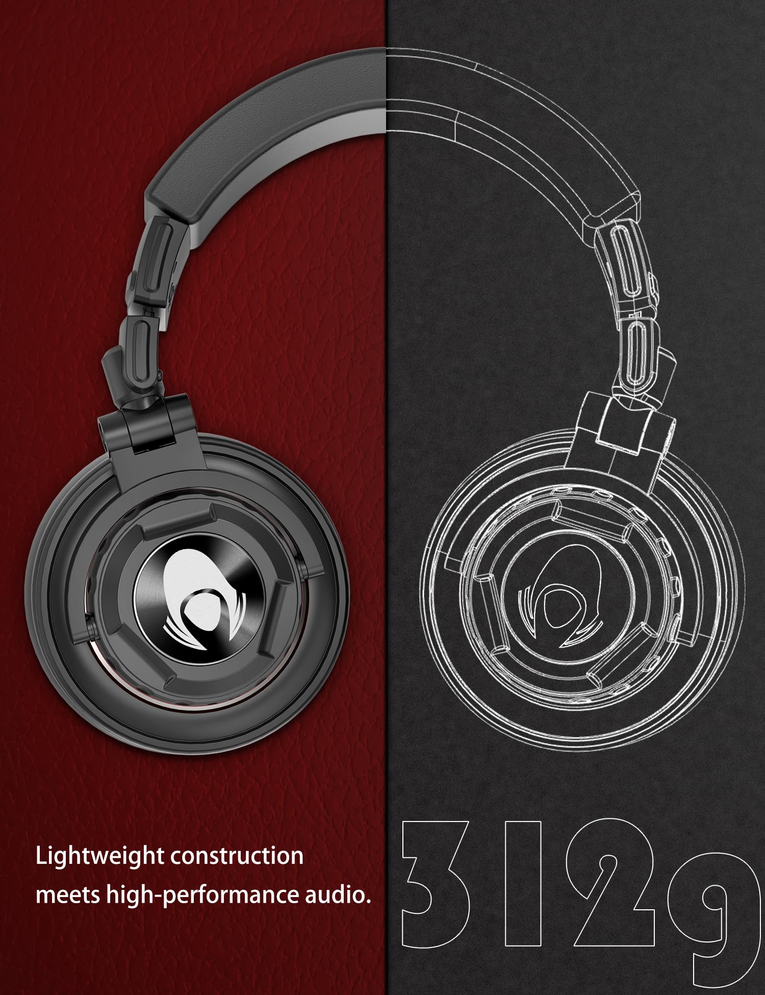 talomen Ti660X Professional Studio Monitoring Wired Headphones, Over-Ear Closed-Back Dynamic Headphone for Tracking Mixing - Image 4