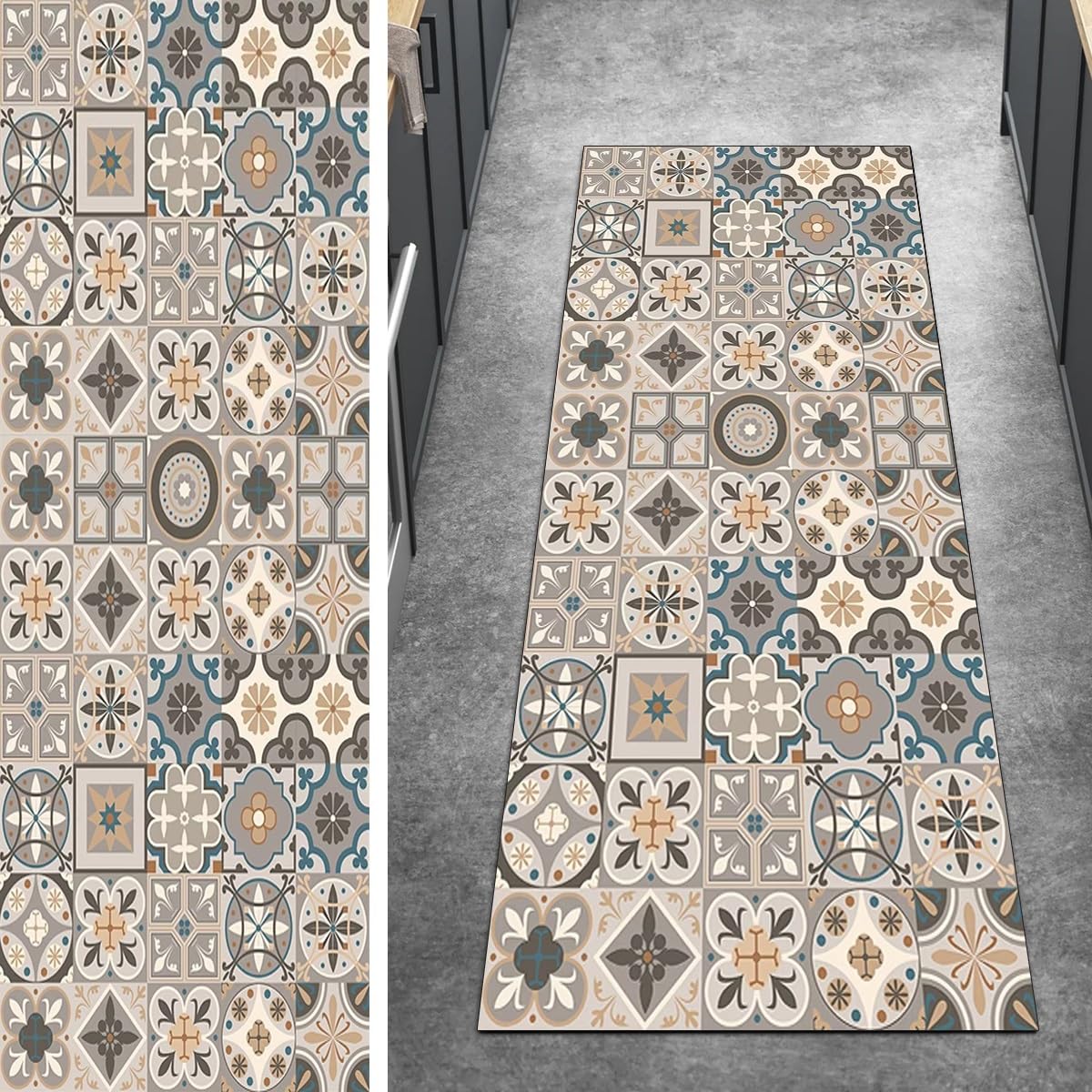 Tapis de couloir bohème doux pour chambre à coucher et entrée chaleureuse beige