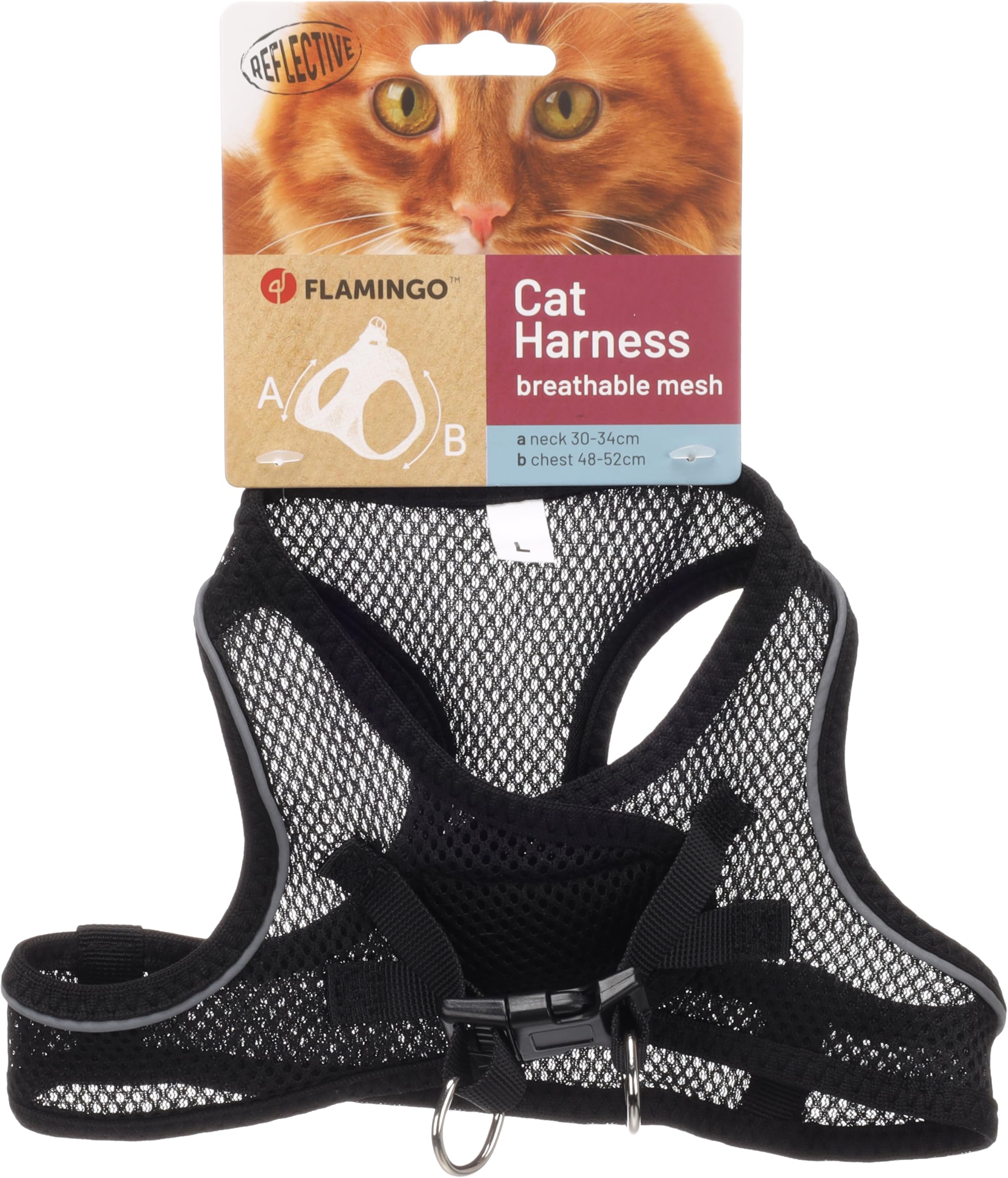 Cat Harness Step&Go Berta Black L 30-34cm 48-52cm