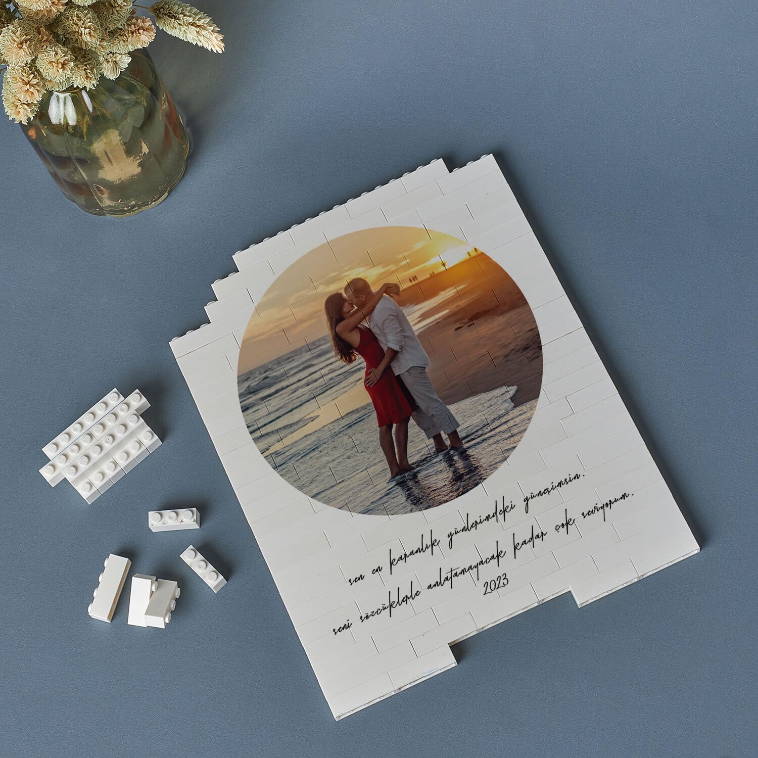 Photo Block Puzzle, Personalized Picture Puzzle, Custom Photo Puzzle, Unique Photo Gift, Building Blocks, Christmas, Anniversary, Engagement, Boyfriend, Girlfriend, (144 Piece - Photo & Text)