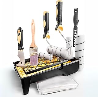 W4products Profi Malerset 12-teilig - Malerzubehör - Streichen Set - Premium Malerset Farbroller groß - Farbwanne Malerrol...