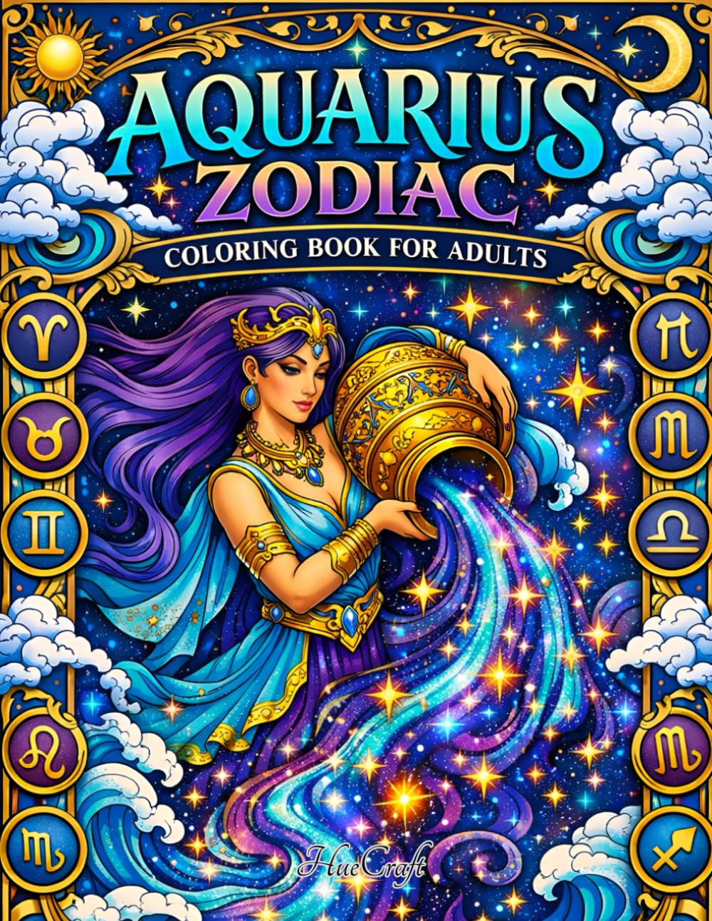 Aquarius Zodiac Coloring Book for Adults: Intricate Zodiac Illustrations of Aquarius Symbolism, Mythology, Water Elements and Celestial Art for ... (Zodiac Signs Adult Coloring Book Series)