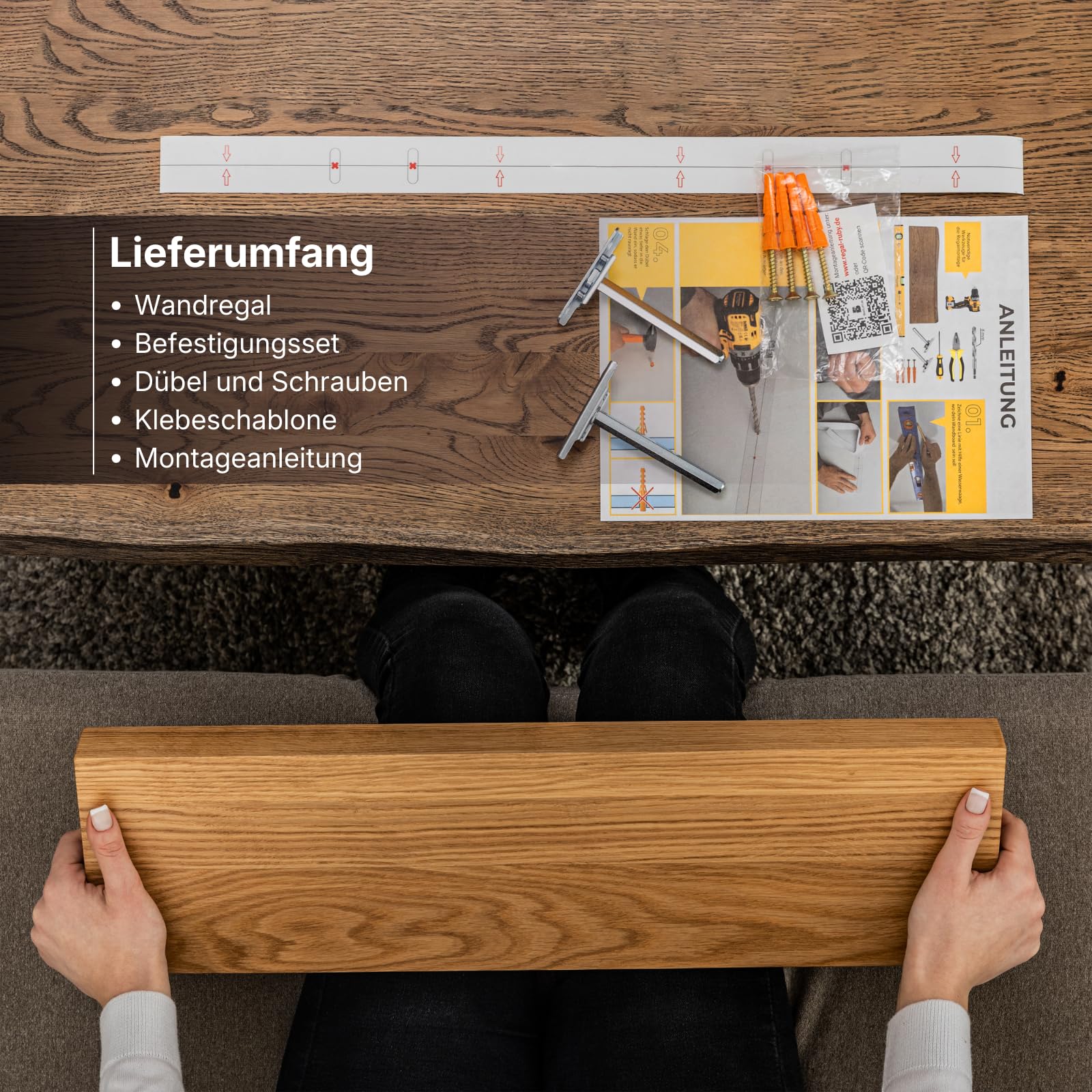 BestLoft Wandregal Wandboard Schweberegal Eiche ohne Baumkante Naturkante Regal Schweberegal Holzregal Bücherregal Wand Wandregal Holz kleines Regal Küchenregal Wand Shelf (80cm)