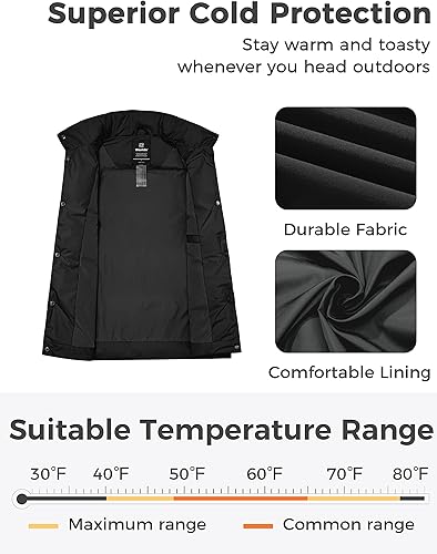 Miniatura 3 de wantdo Chalecos acolchados para mujer, chaleco grueso de invierno, ropa de abrigo, chaleco acolchado cálido