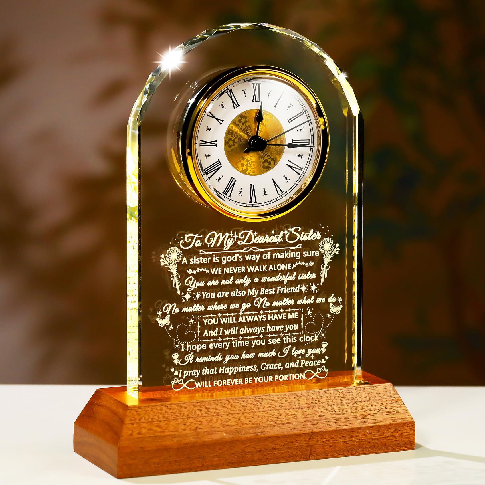 Ornalrist Crystal Clock Gifts for Sister Birthday Christmas