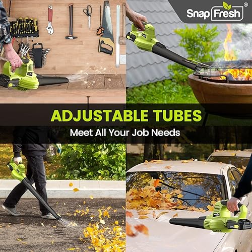 Miniatura 5 de SnapFresh Soplador de hojas  Soplador de hojas inalámbrico de 20 V con baterías de 2.0 Ah y 4.0 Ah, cargador, soplador eléctrico de hojas para el