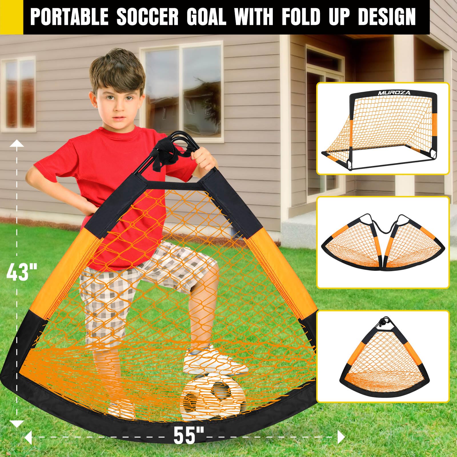 Soccer Goal, Kids Soccer Goals for Backyard Set, Pop Up Soccer Net view 8