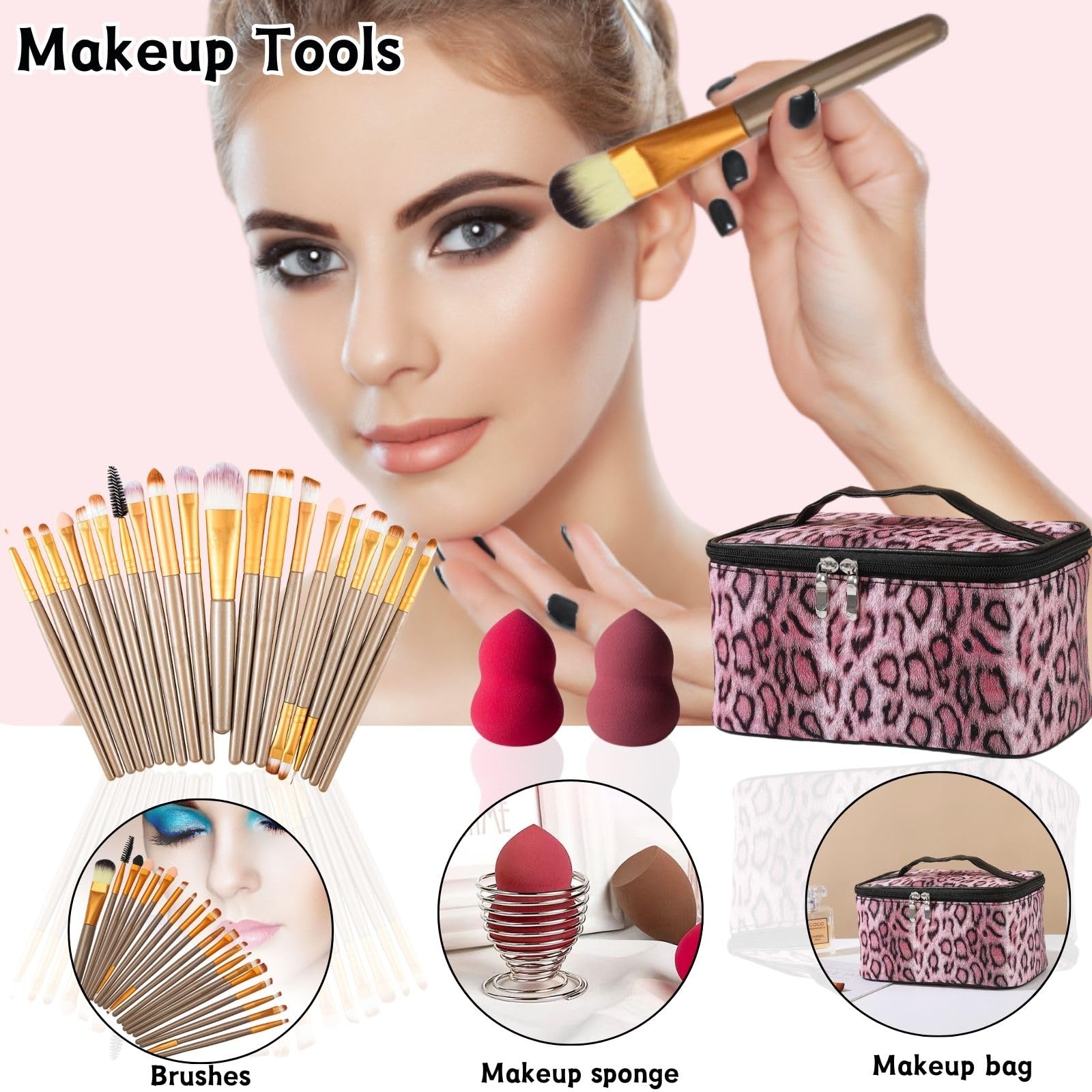 44-teiliges Makeup Set für Damen, All-in-One Schmink-Koffer mit Lidschatten Palette, Concealer, Lippenstift, Foundation, Makeup Pinsel & Tasche, Kosmetik Set Geschenk für Anfänger und Profis