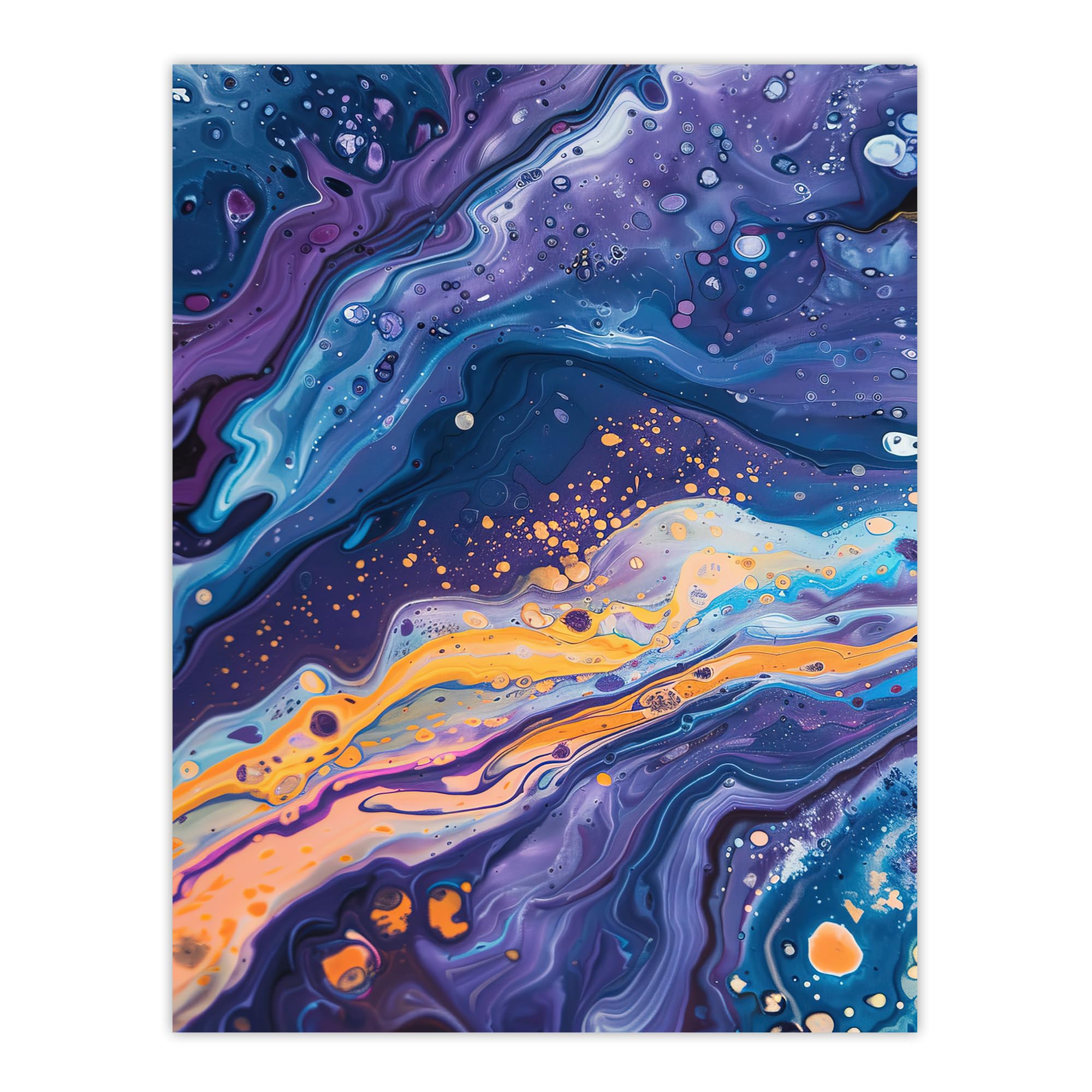 Artery8 Abstract Painting Wall Art Print - Blue - W18" x H24"